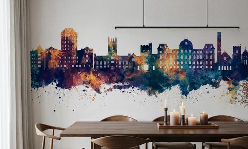 Poughkeepsie New York Skyline Blue & Bronze