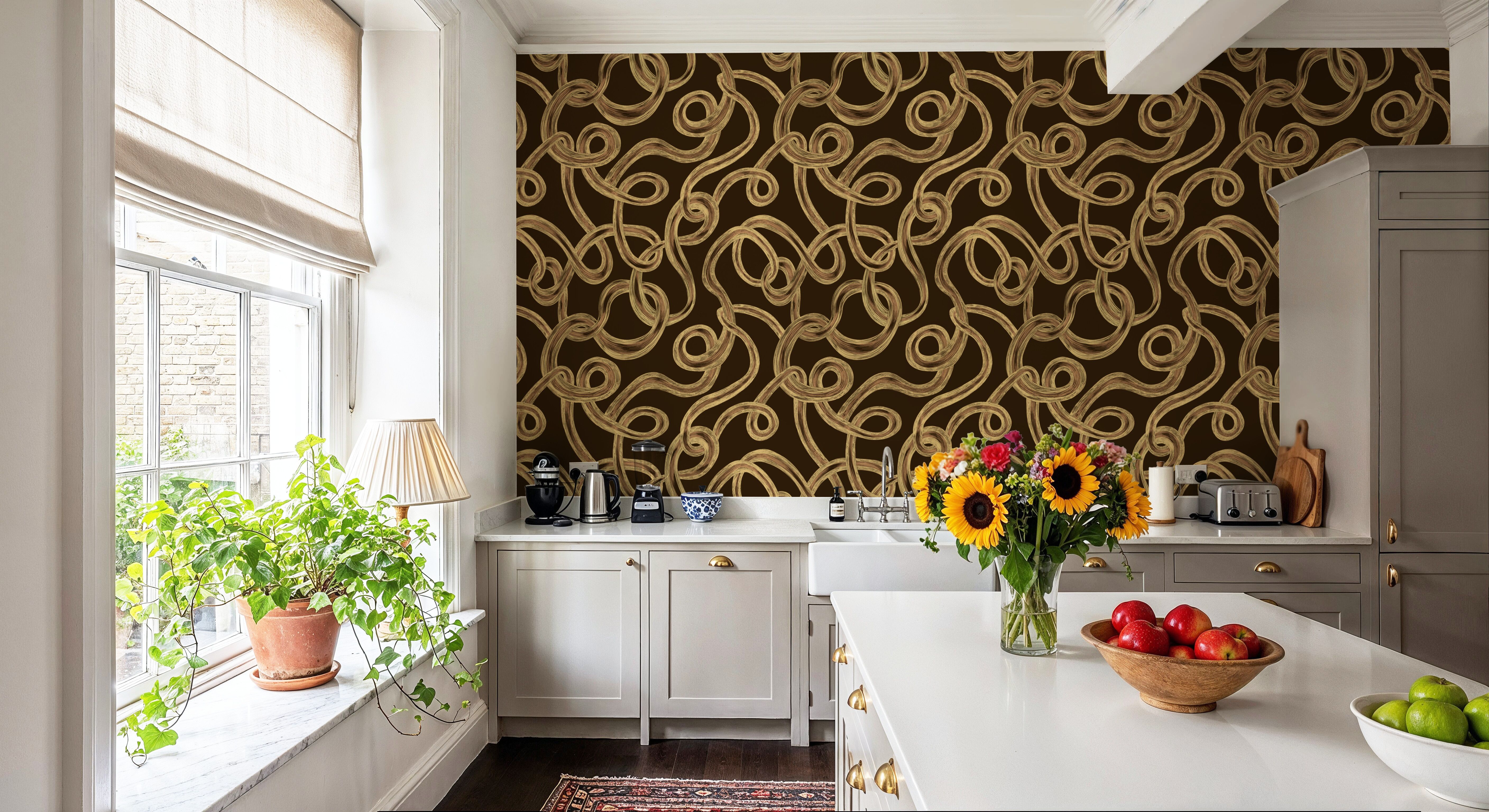 Swirl, Yellow on Brown