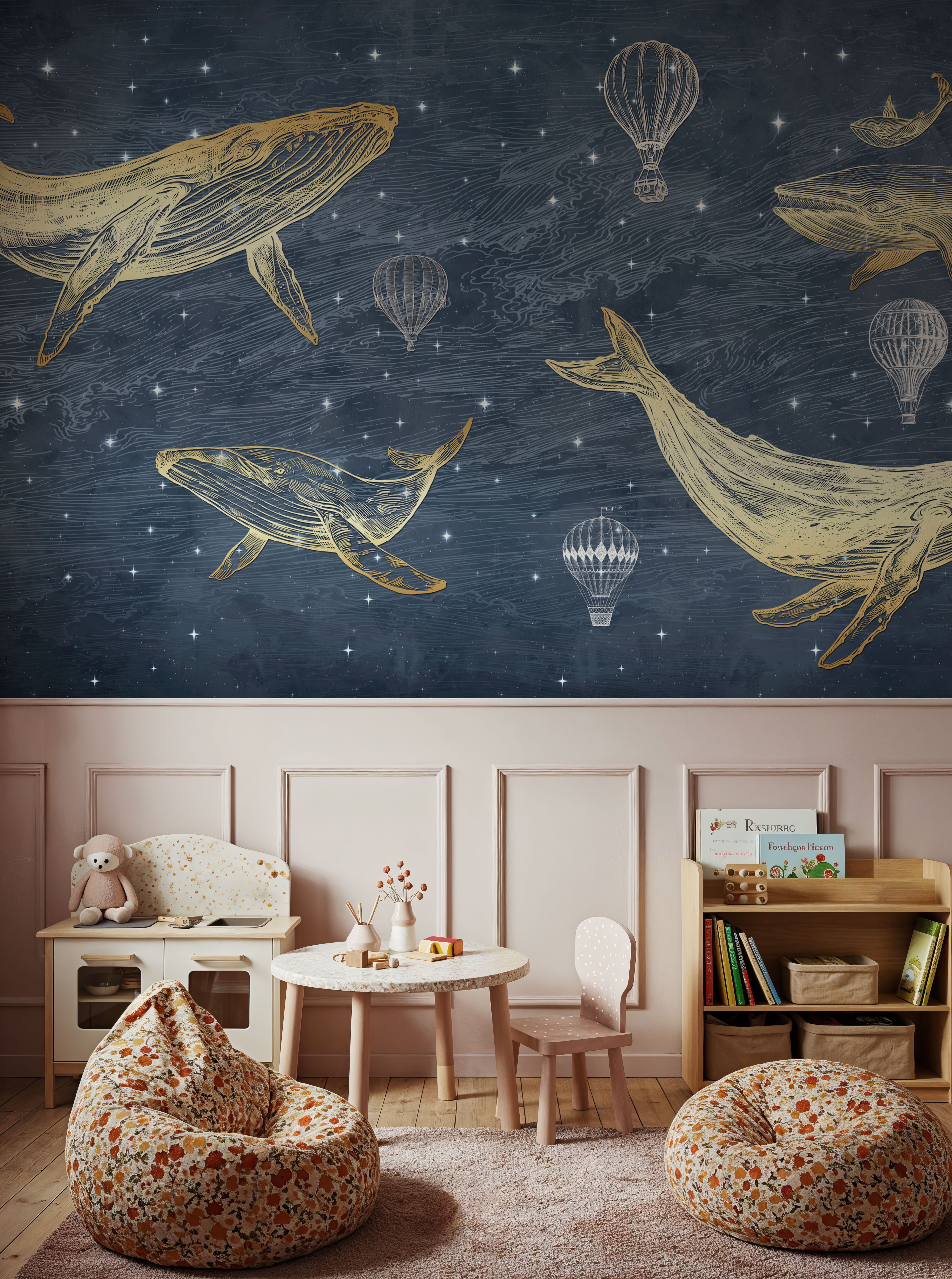 Whales in The Sky with Balloons, Washed