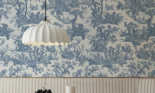 Patinated Linen Toile de Jouy, Navy