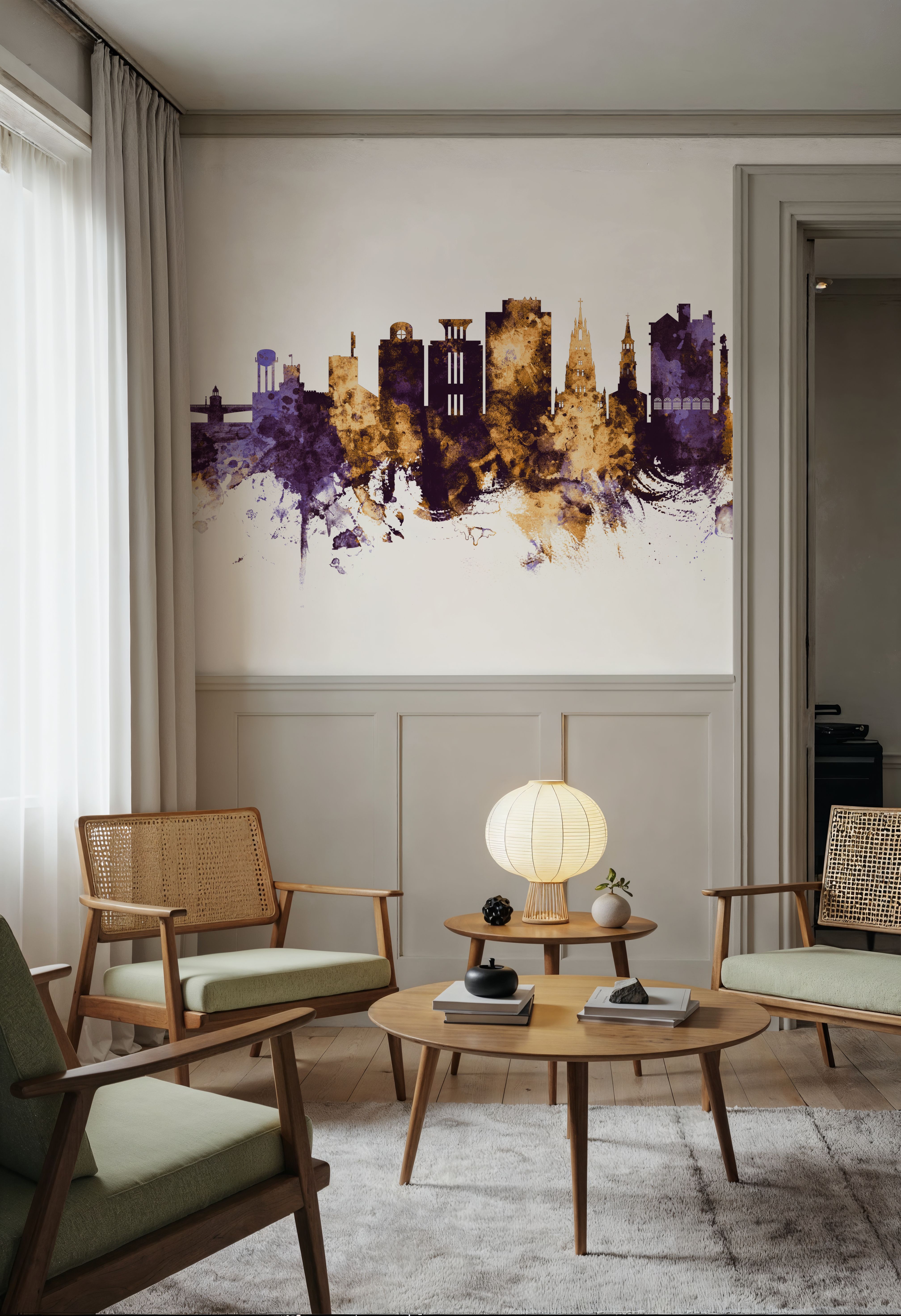 Charleston South Carolina Skyline Purple & Gold