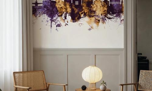 Charleston South Carolina Skyline Purple & Gold