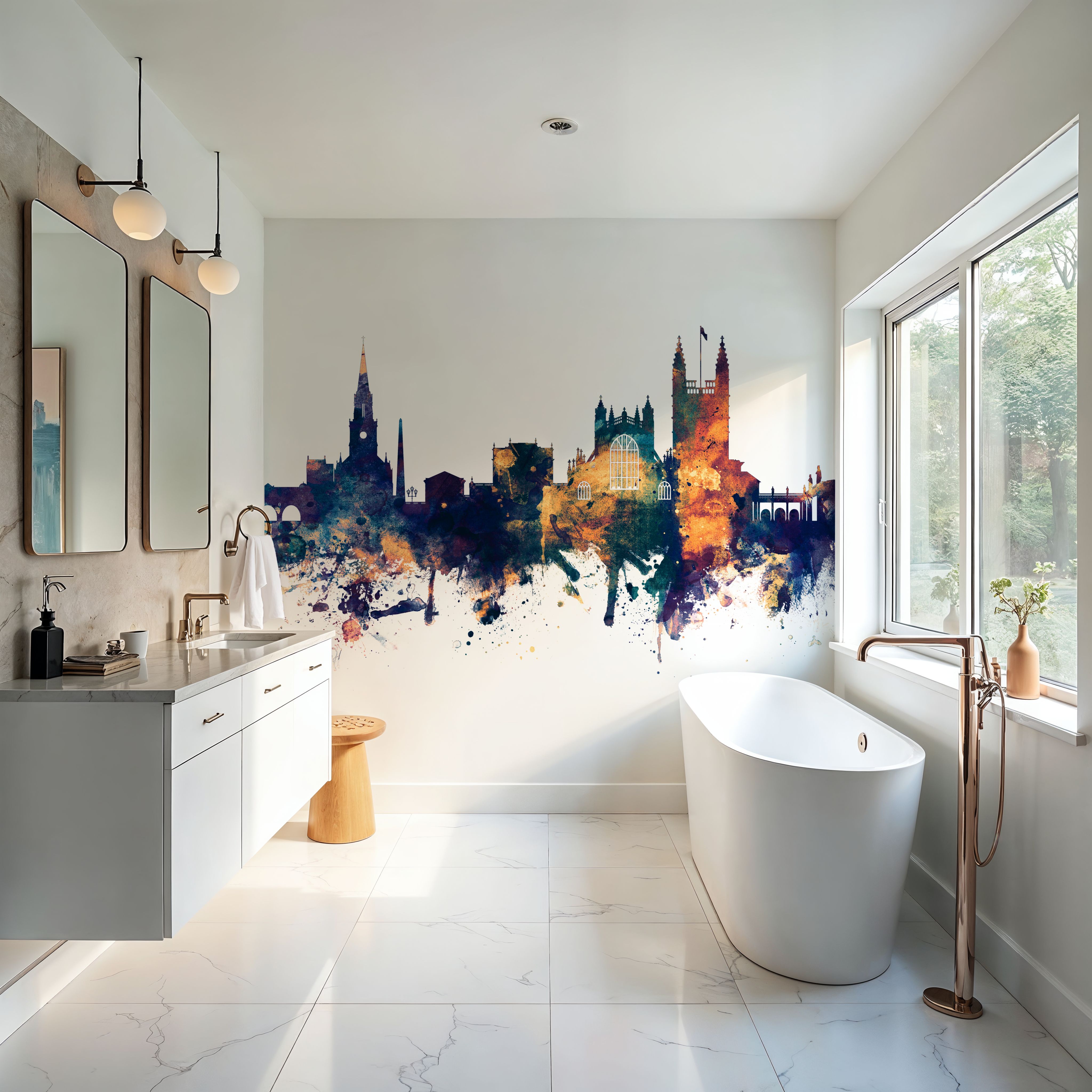 Bath England Skyline Blue & Bronze