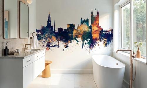 Bath England Skyline Blue & Bronze