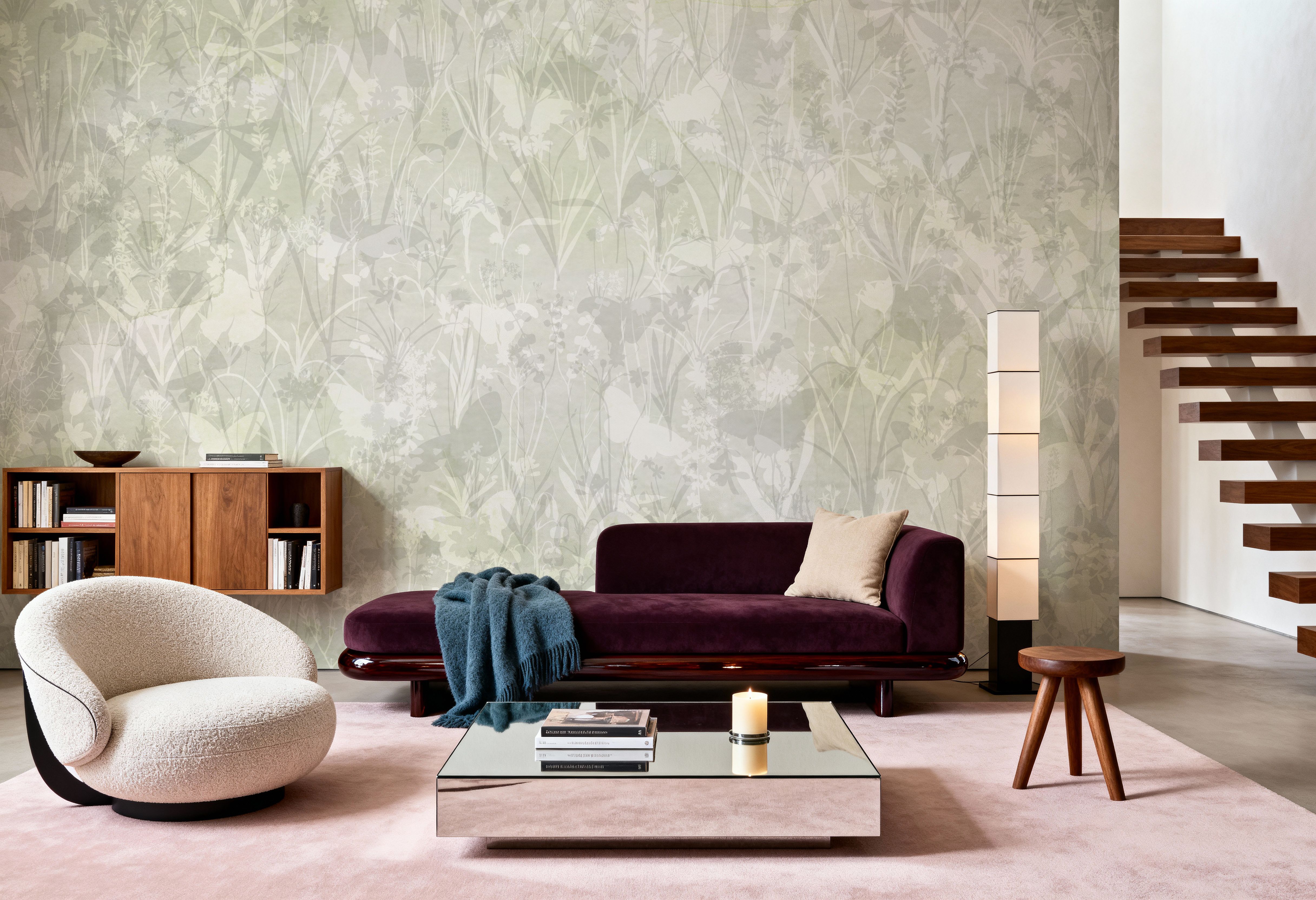 Herbals and Butterflies Double Silhouette Green