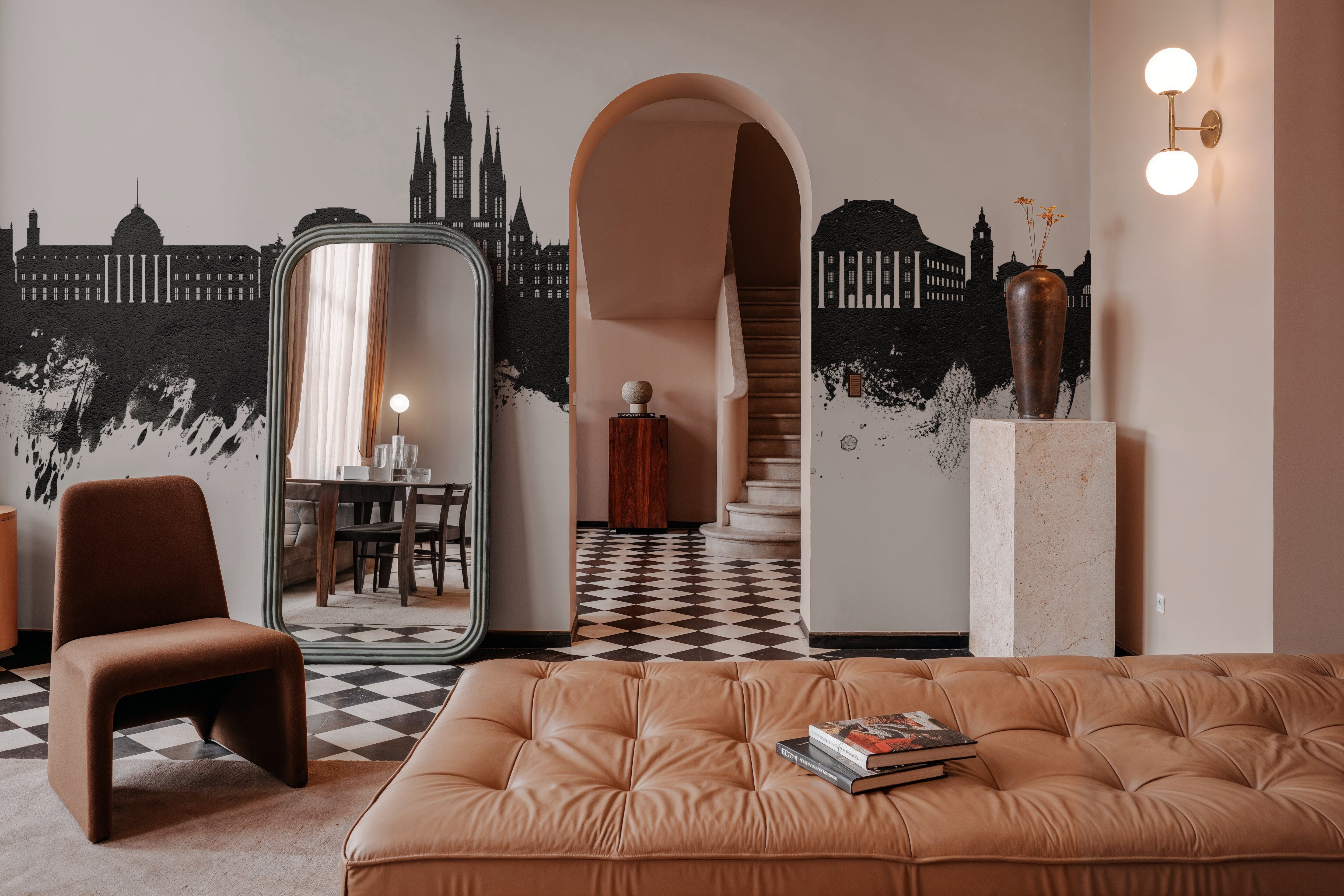 Weisbaden Germany Skyline Black & White, Wallpaper