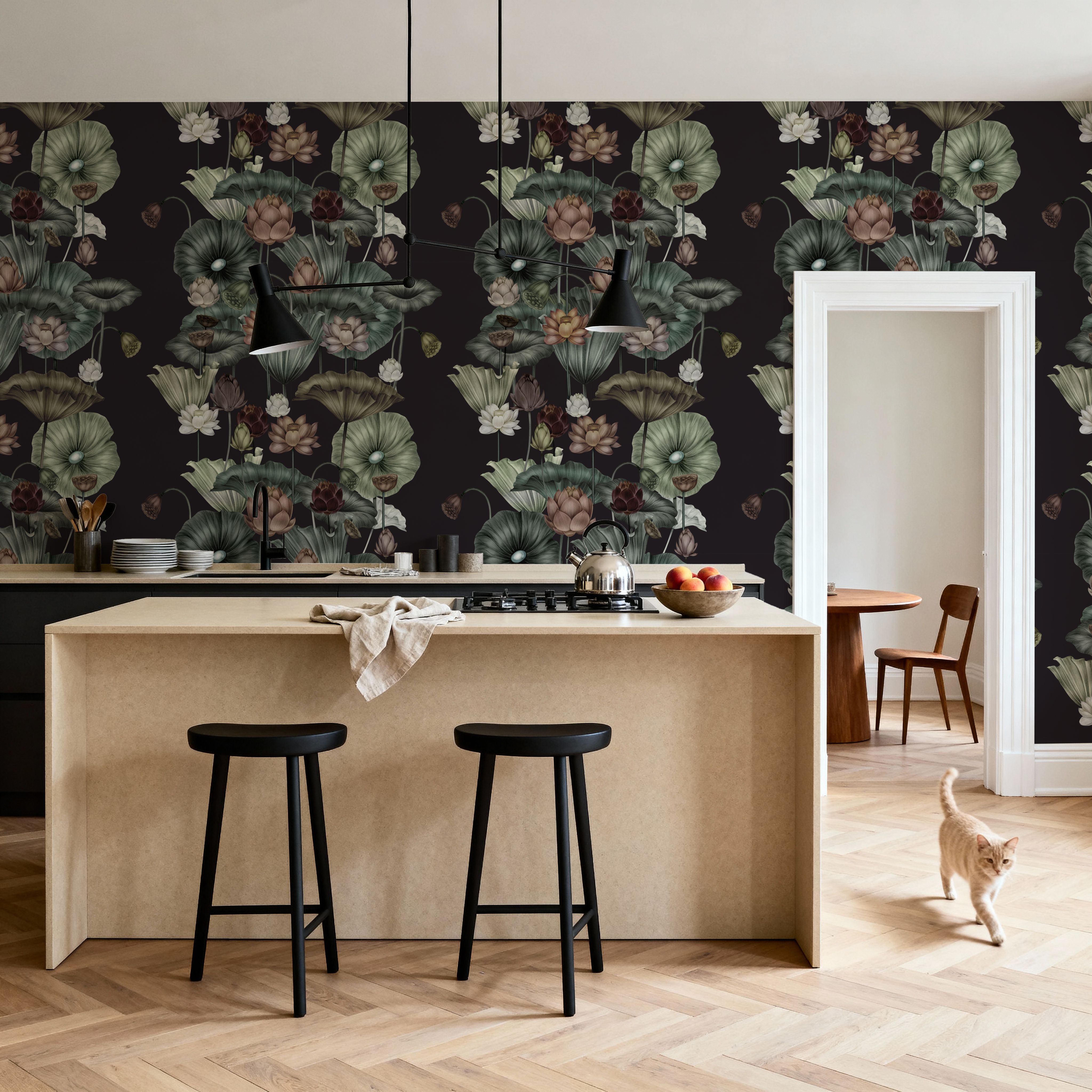 Magical Lotus, Coal, Wallpaper