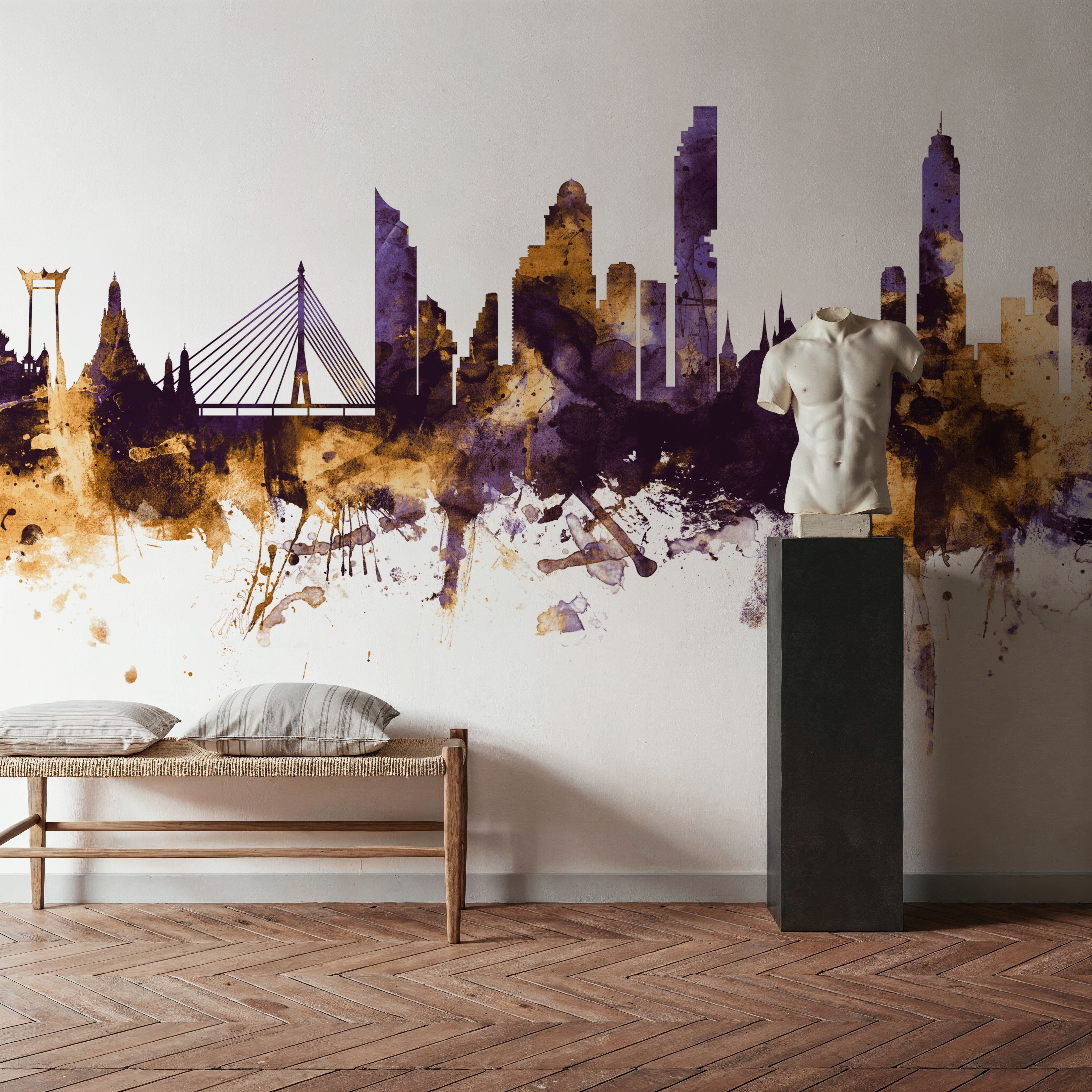 Bangkok Thailand Skyline Purple & Gold