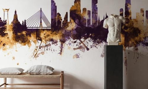 Bangkok Thailand Skyline Purple & Gold