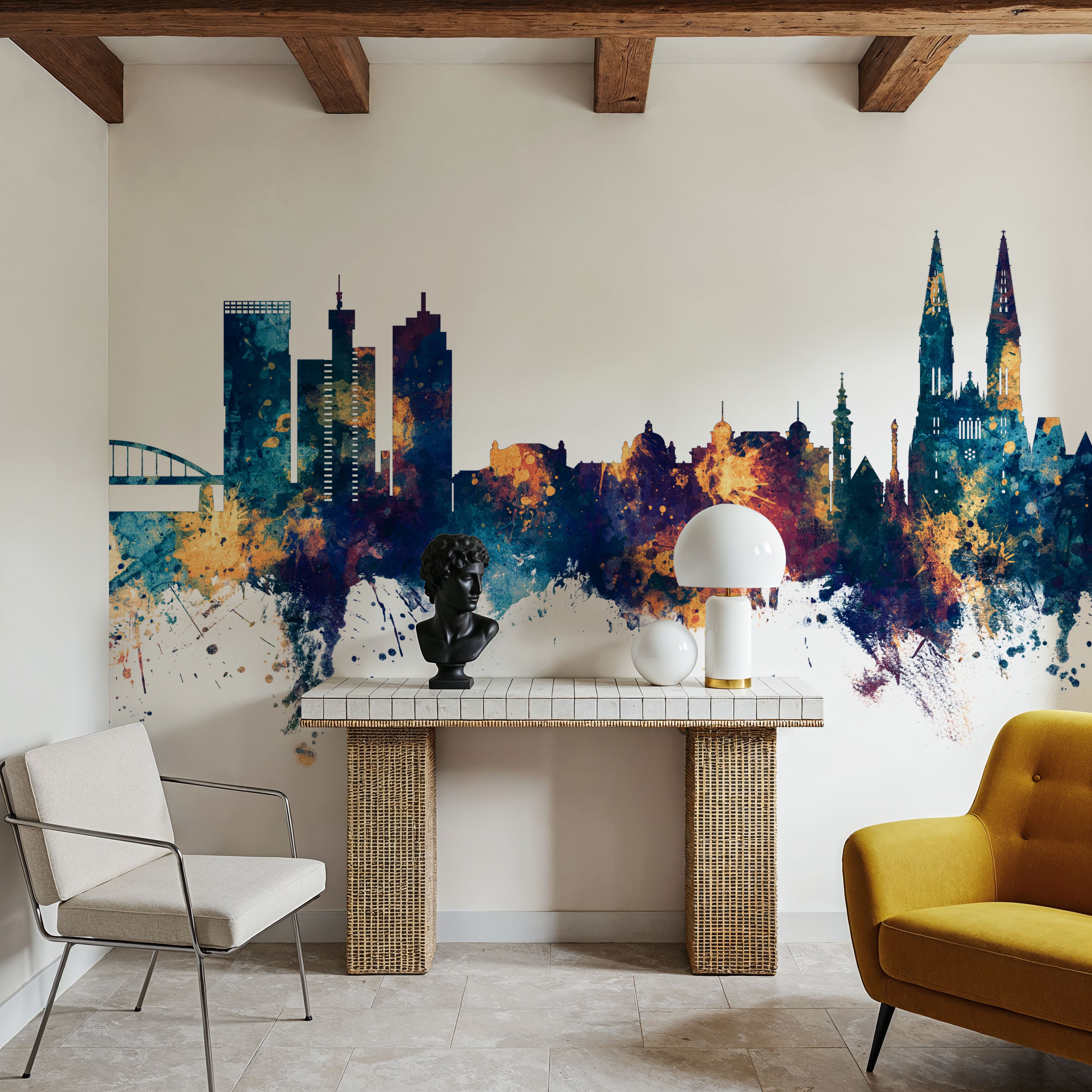 Zagreb Croatia Skyline Blue & Bronze