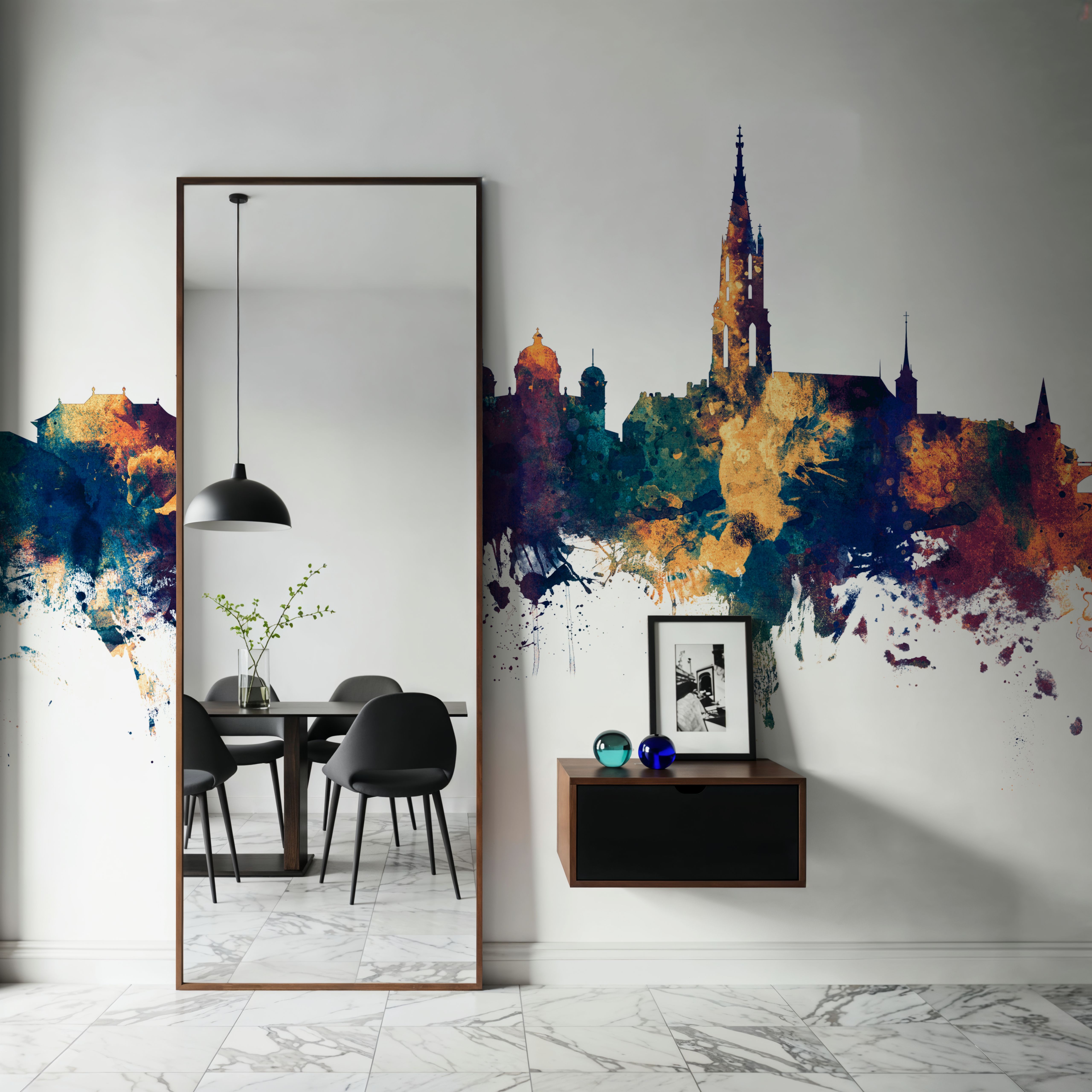 Bern Switzerland Skyline Blue & Bronze