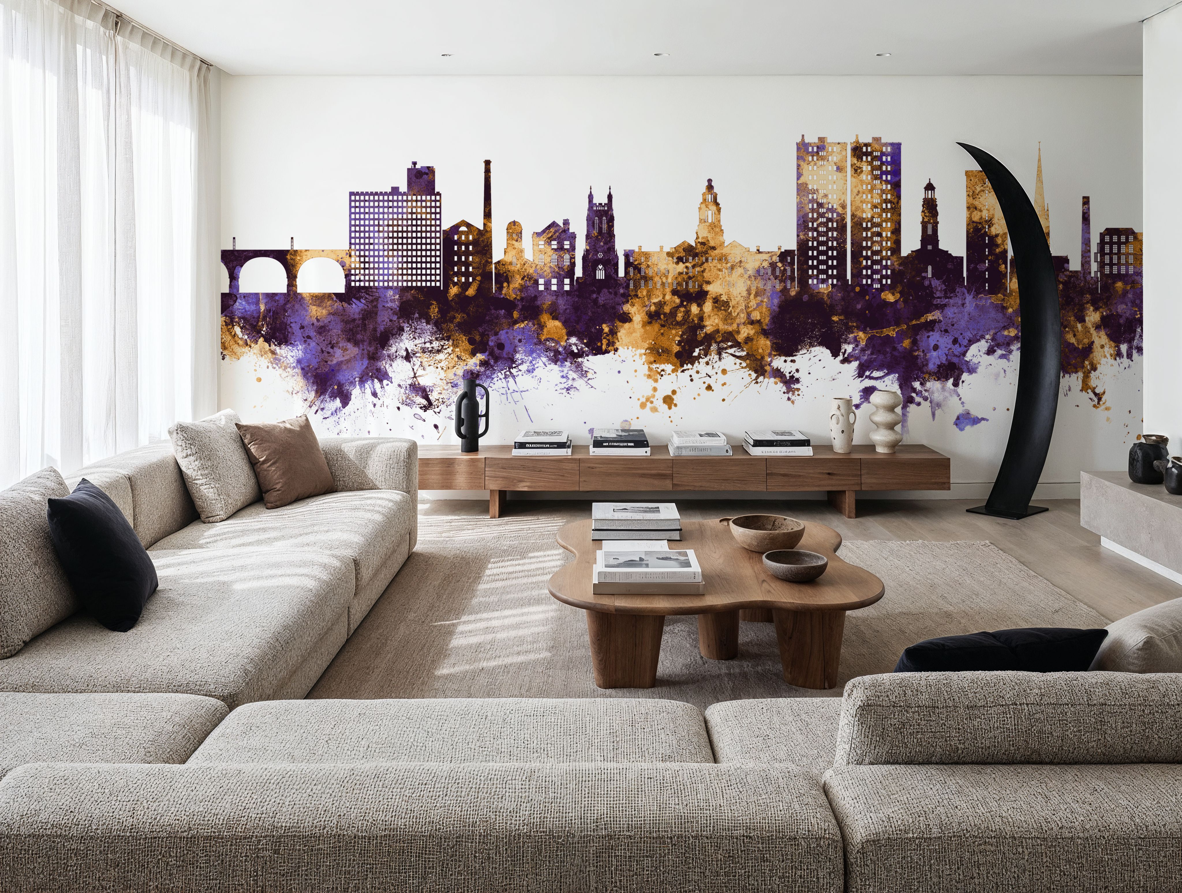 Stockport England Skyline Purple & Gold