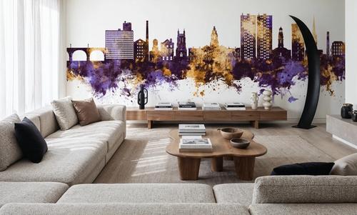 Stockport England Skyline Purple & Gold