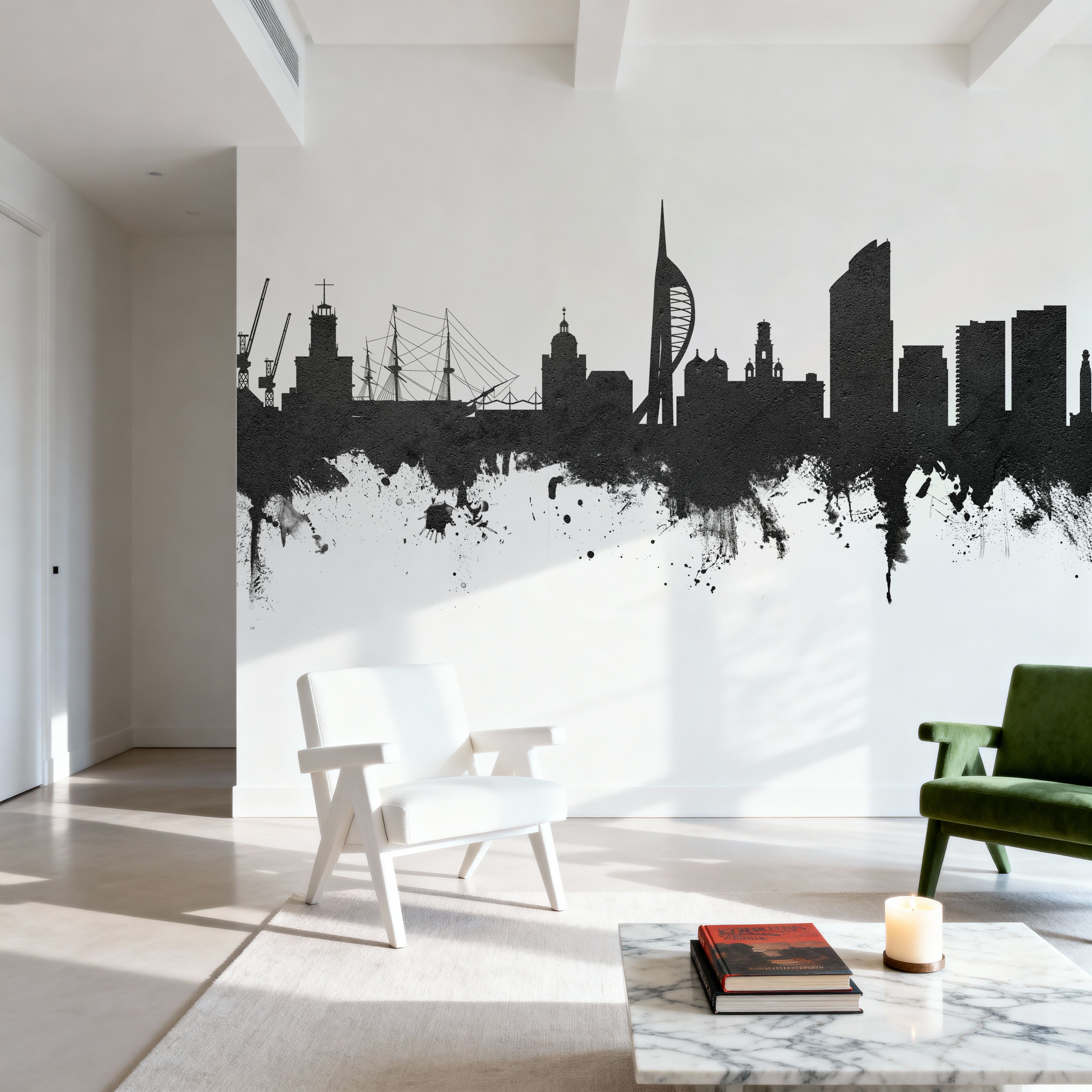 Portsmouth England Skyline Black & White