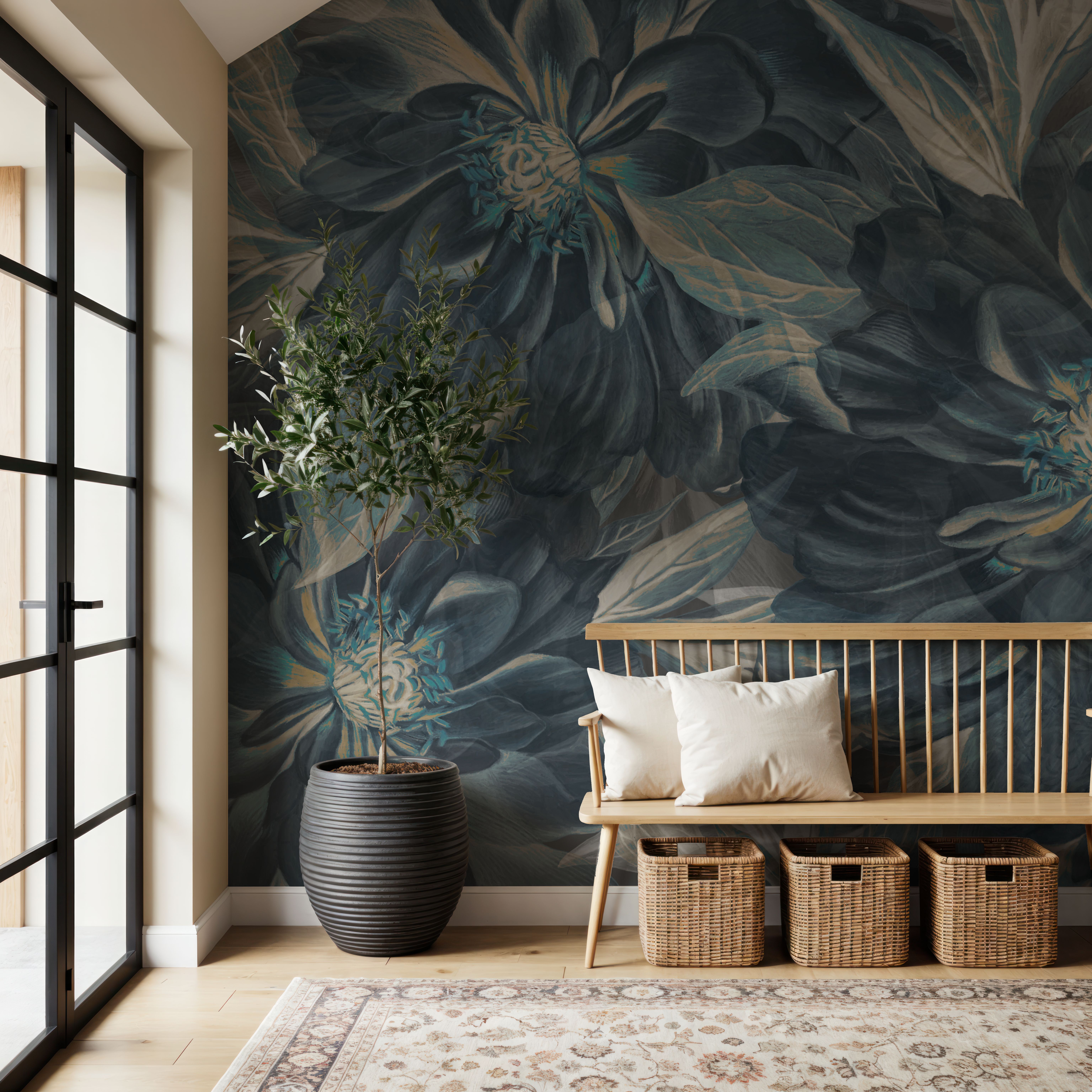 Peony Study - Midnight Teal