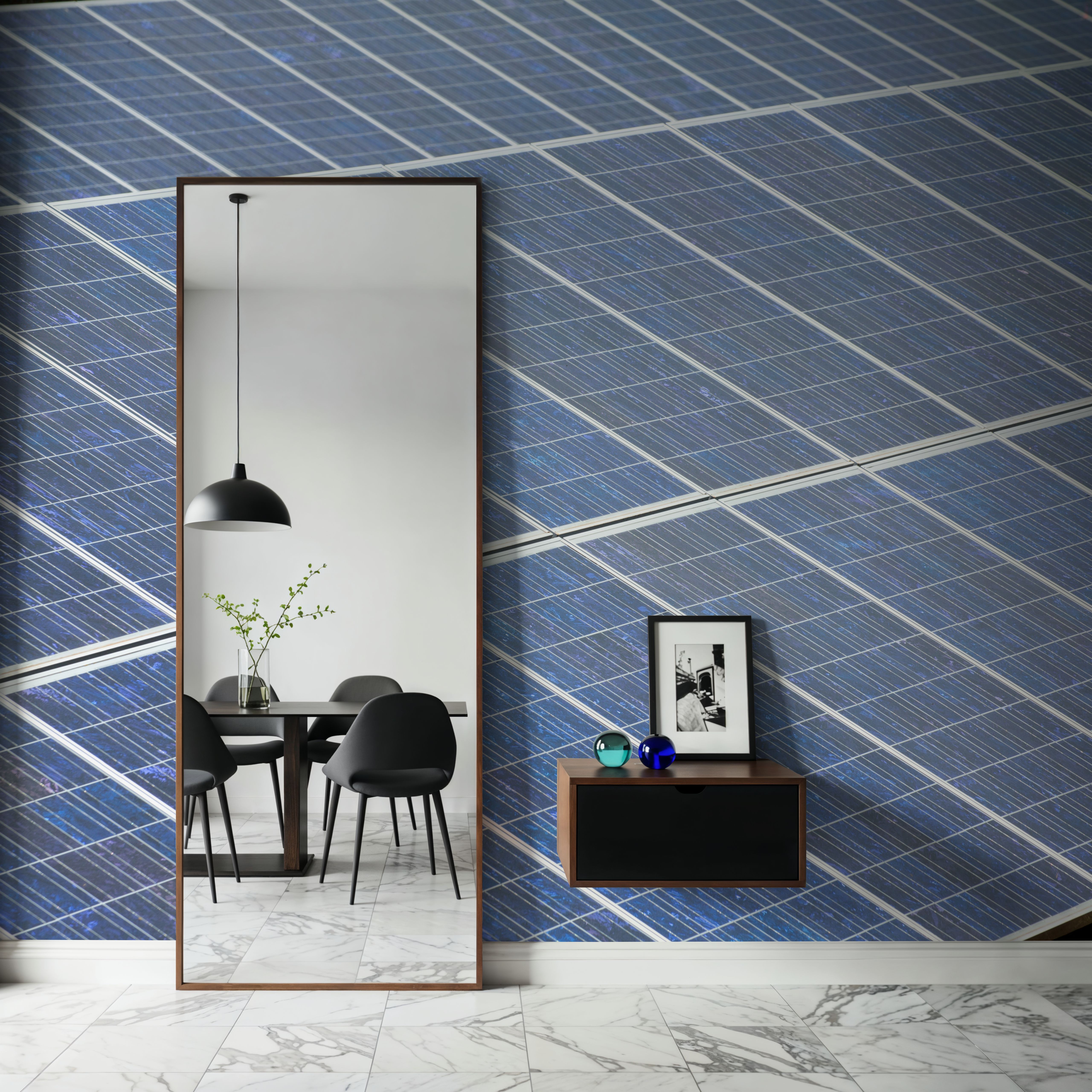 Wall Mural - Solar Panels - Blue - Dining Room - Wallism US - Premium, Textured or Peel & Stick