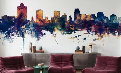 Salt Lake City Utah Skyline Blue & Bronze