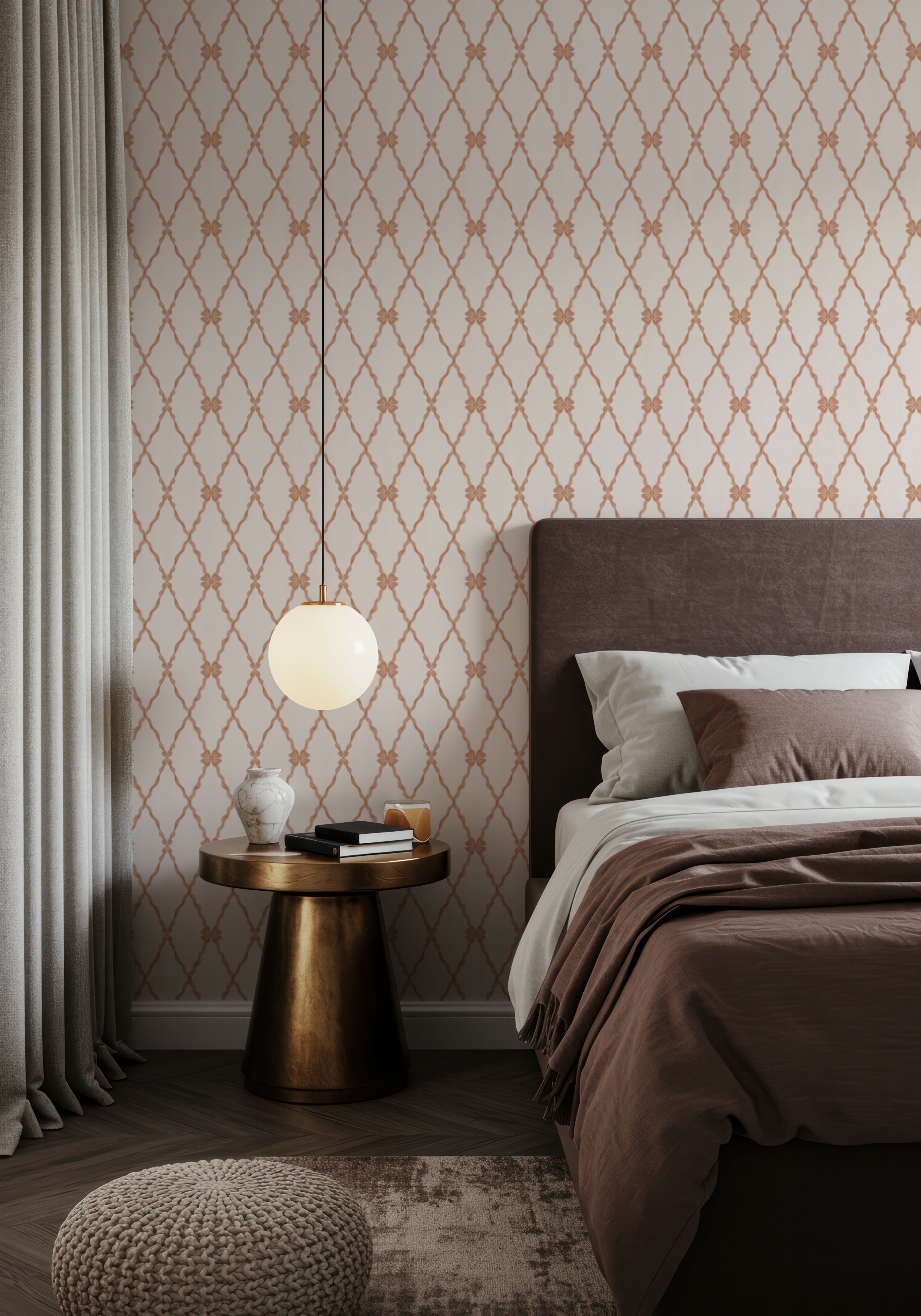 French Country Style Argyle, Earth, Behang