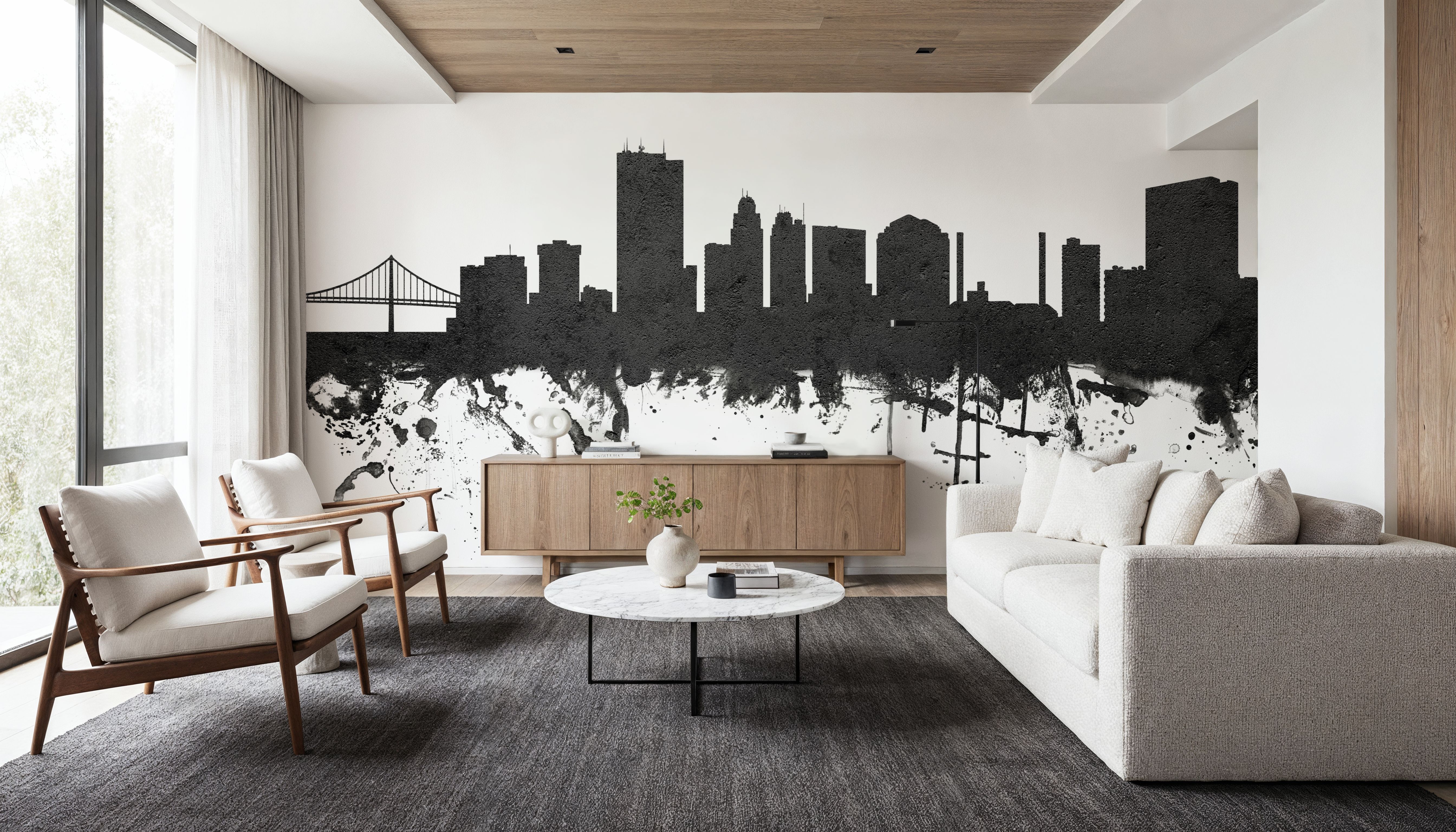 Toledo Ohio Skyline Black & White