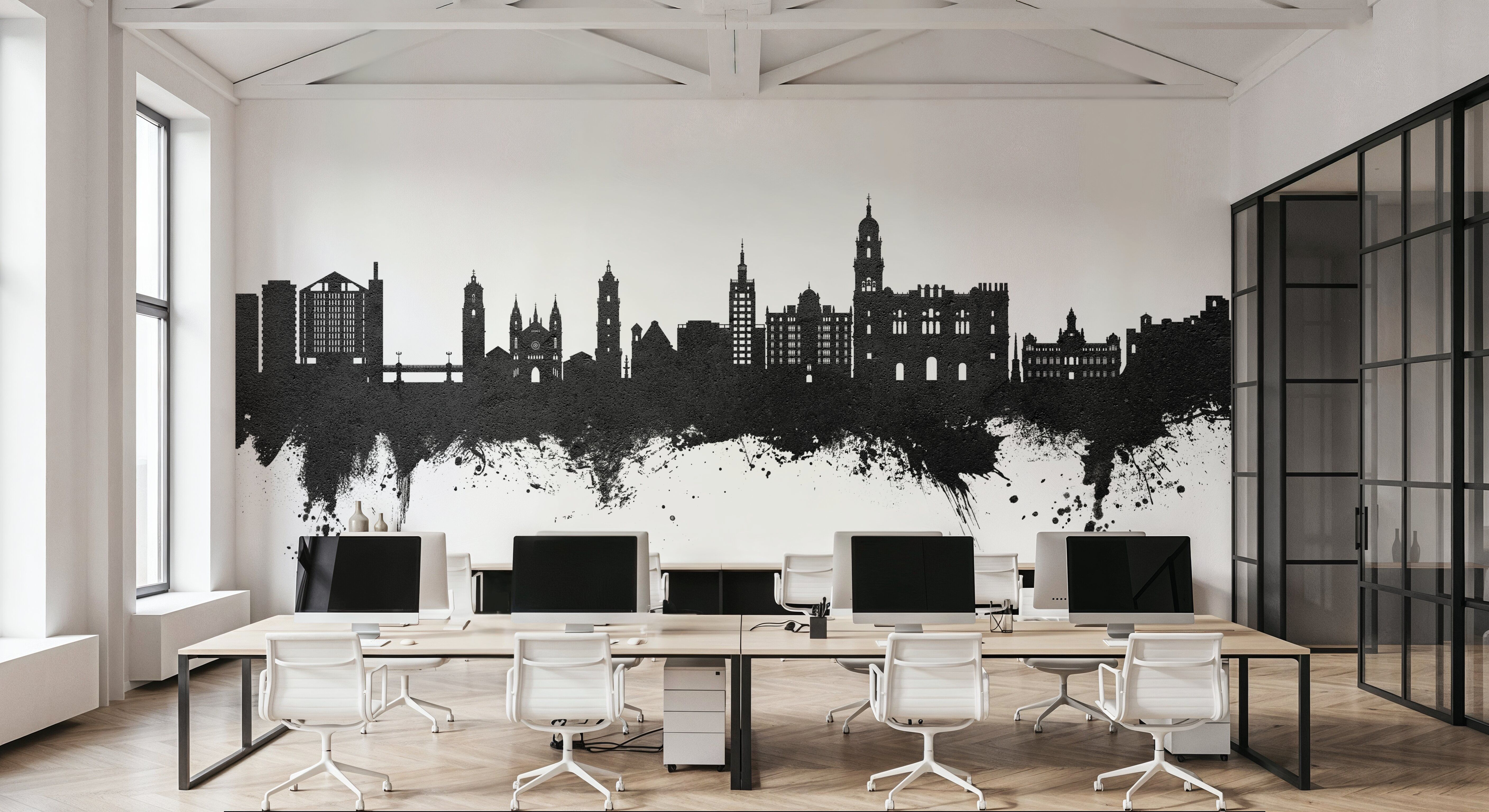 Málaga Spain Skyline Black & White