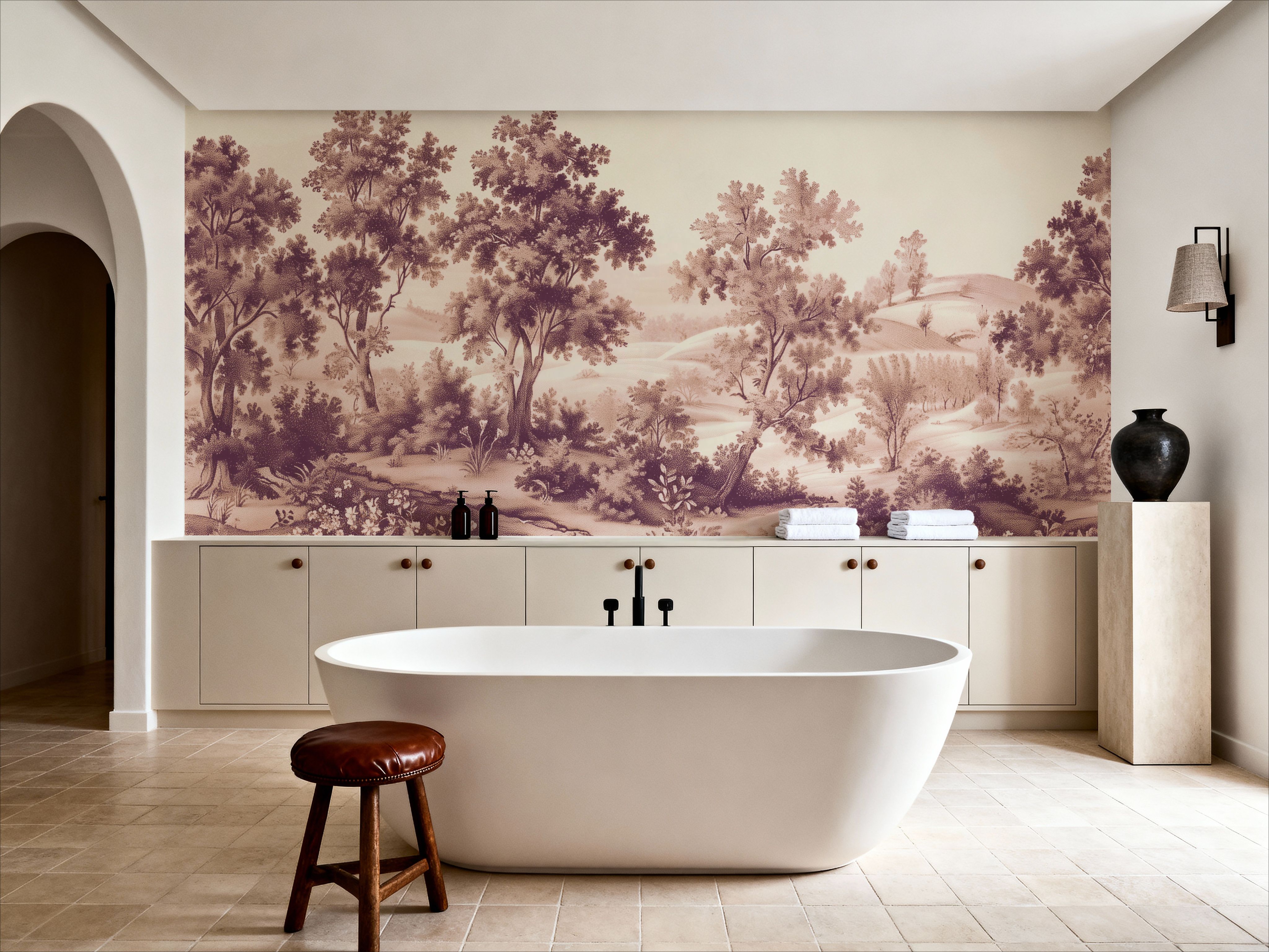 Pastoral Toile, Burgundy