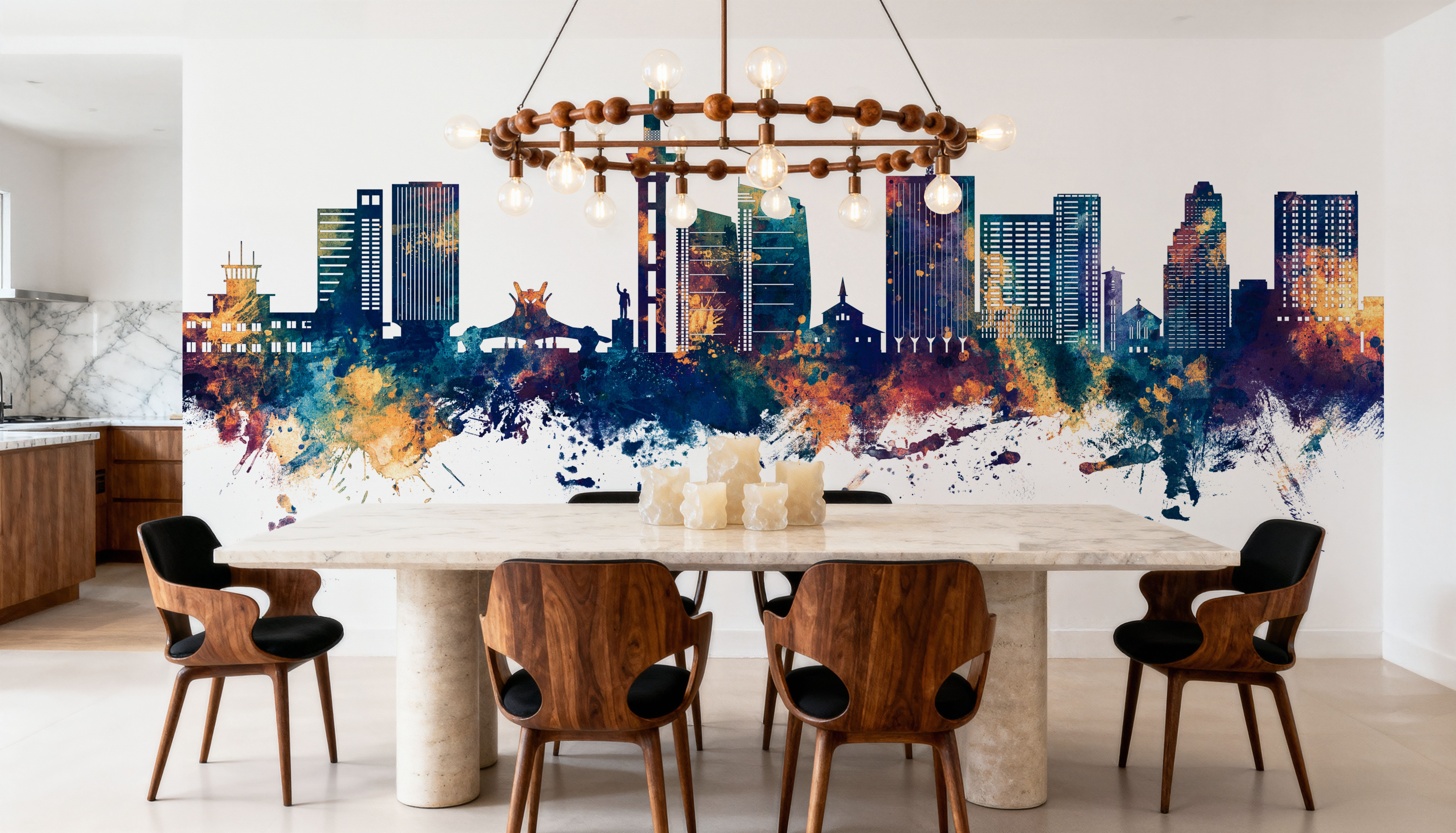 Kinshasa Skyline Blue & Bronze