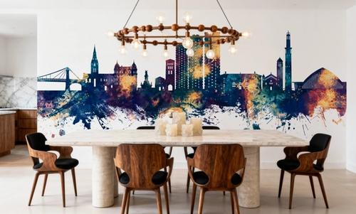 Grenoble Skyline Blue & Bronze