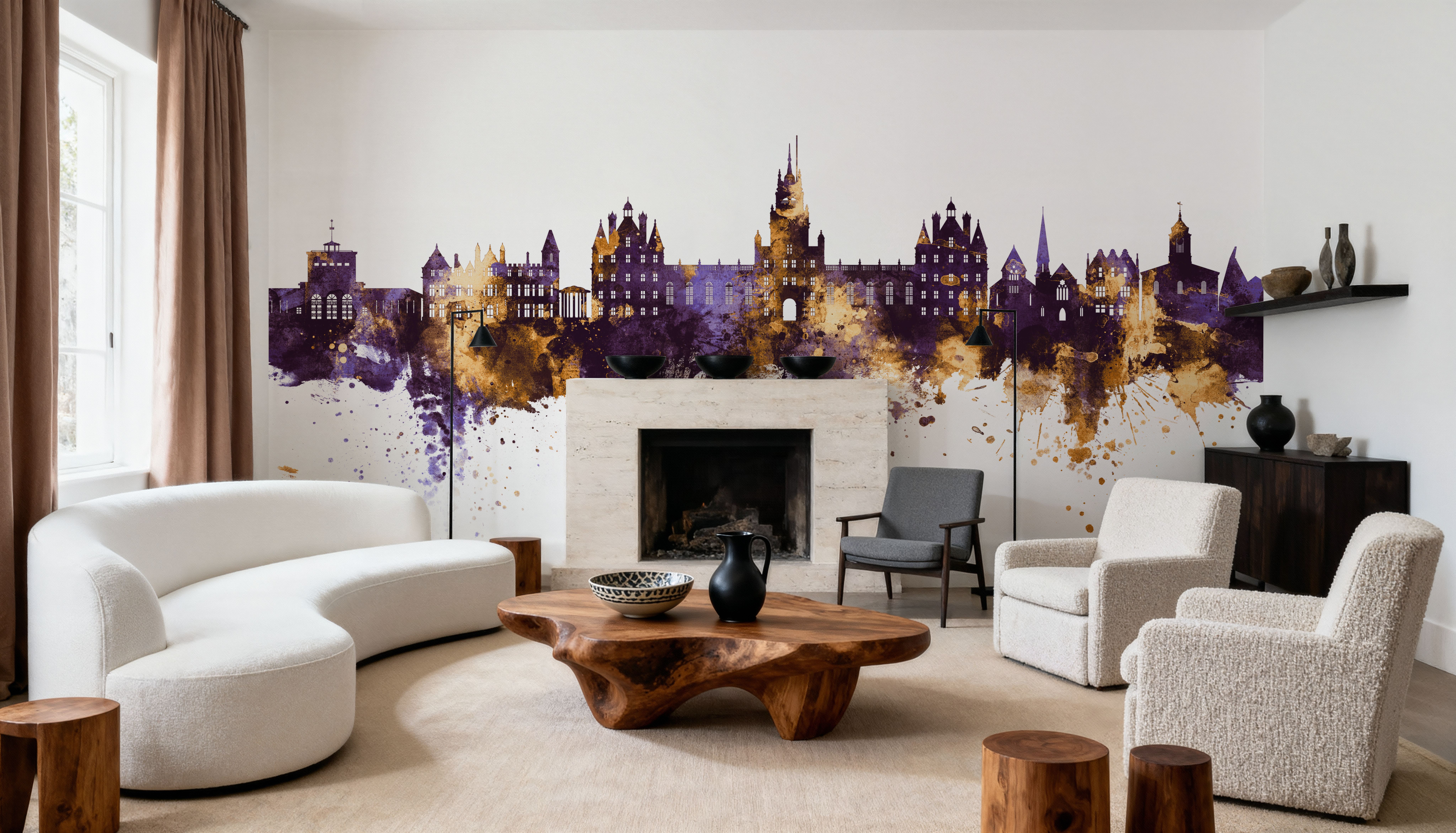 Egham England Skyline Purple & Gold