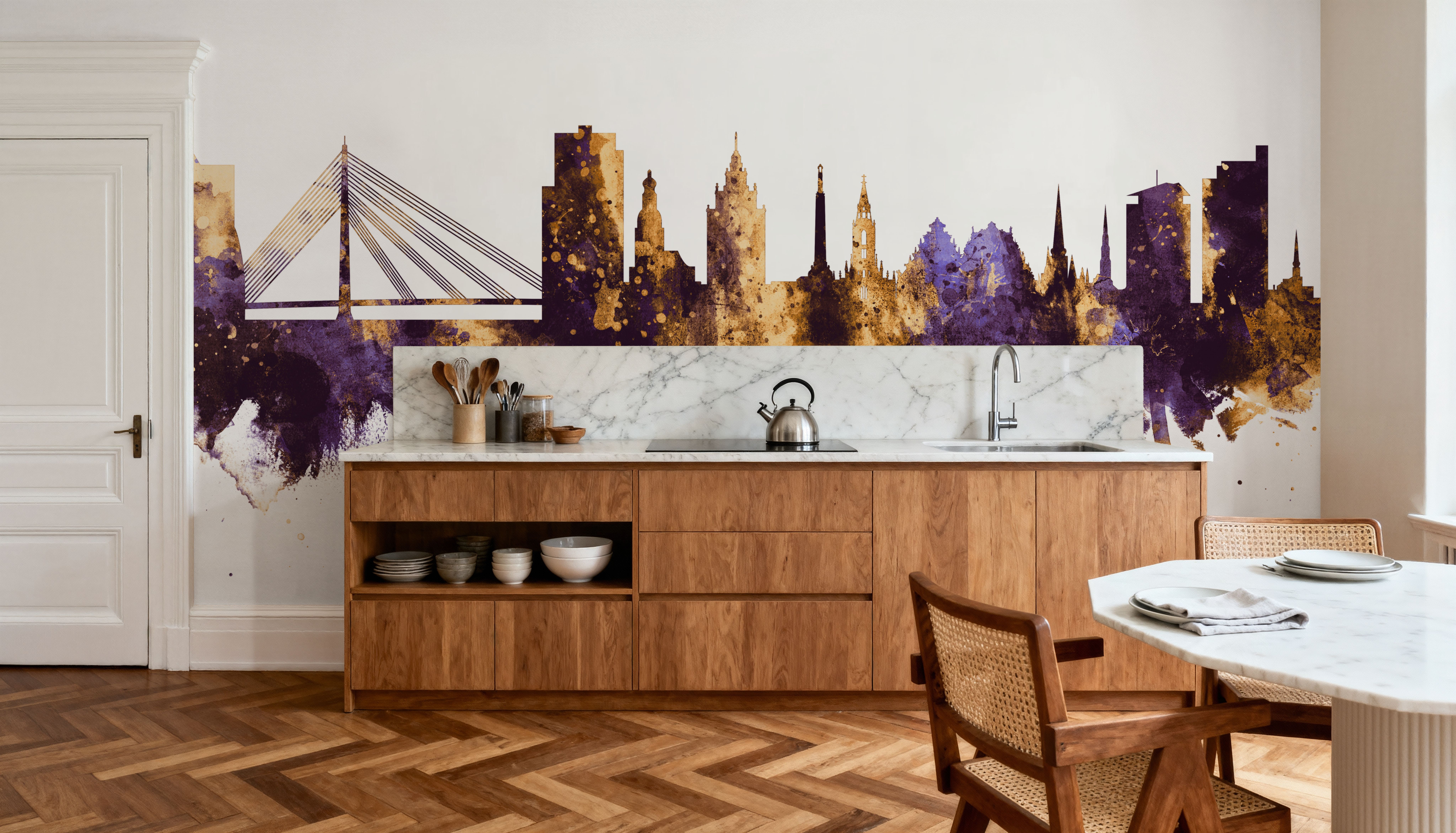 Riga Latvia Skyline Purple & Gold