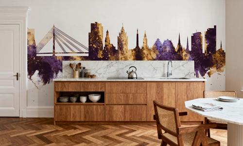 Riga Latvia Skyline Purple & Gold
