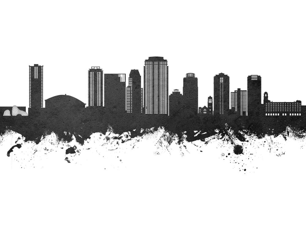 St Petersburg Florida Skyline Black & White