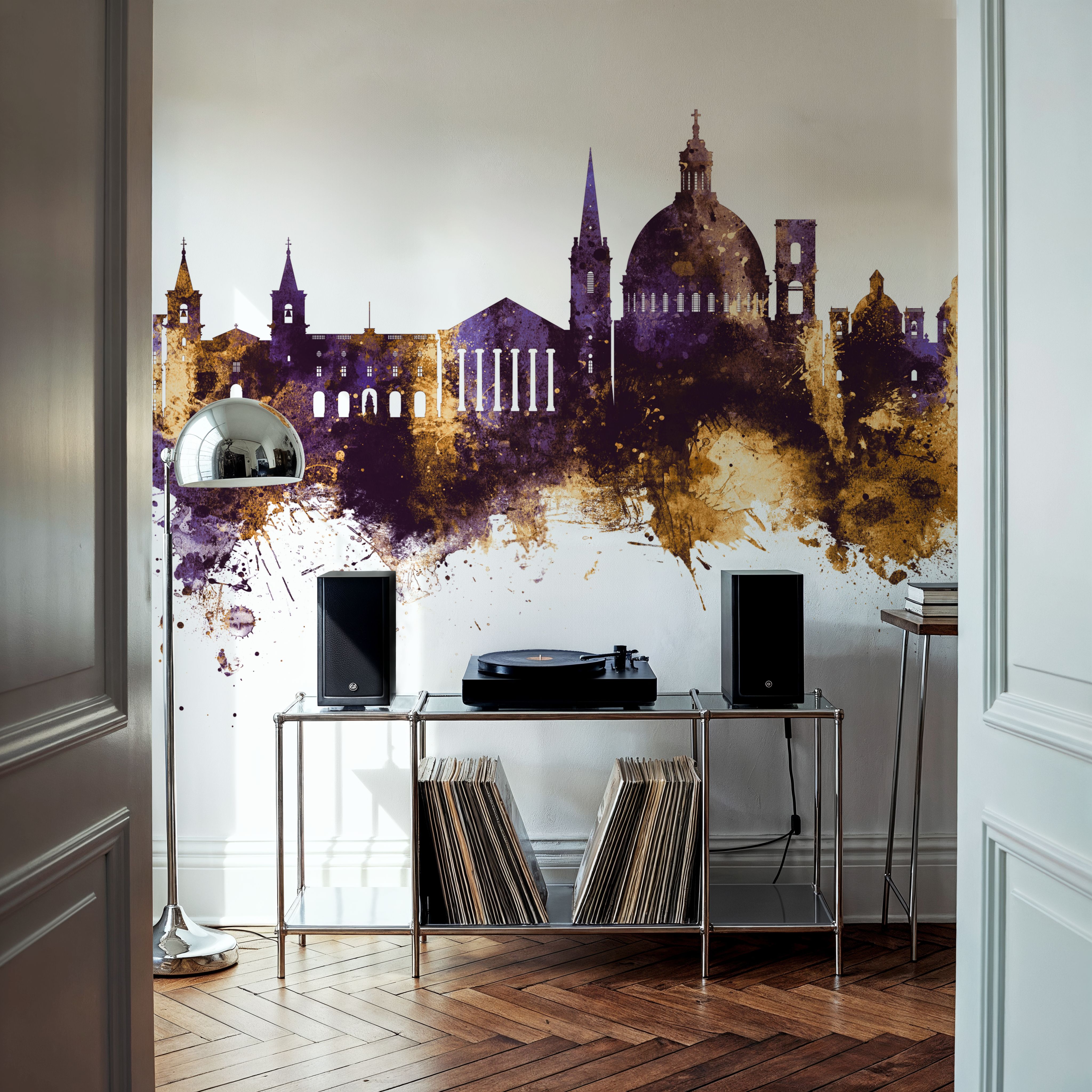 Valletta Malta Skyline Purple & Gold