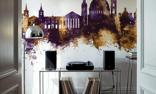 Valletta Malta Skyline Purple & Gold