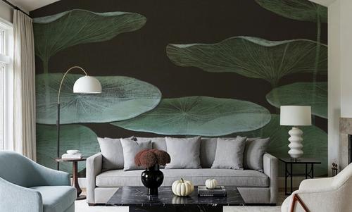 Subtle Water Lily Drawing, Black
