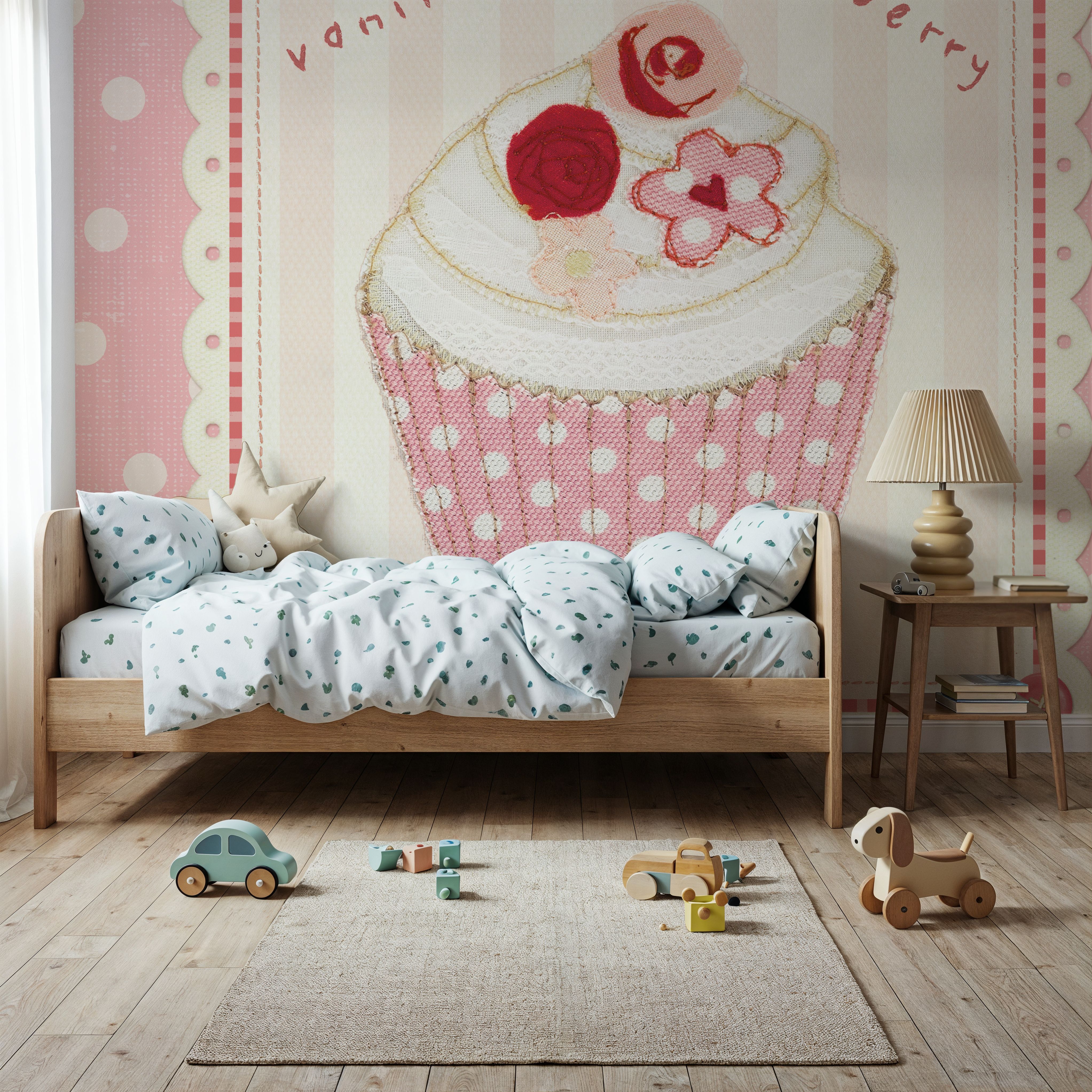 Wall Mural - Lil Cupcakes Pink I - Food & Drink mural wallpaper - Kids' Room - Wallism US - Premium, Textured or Peel & Stick