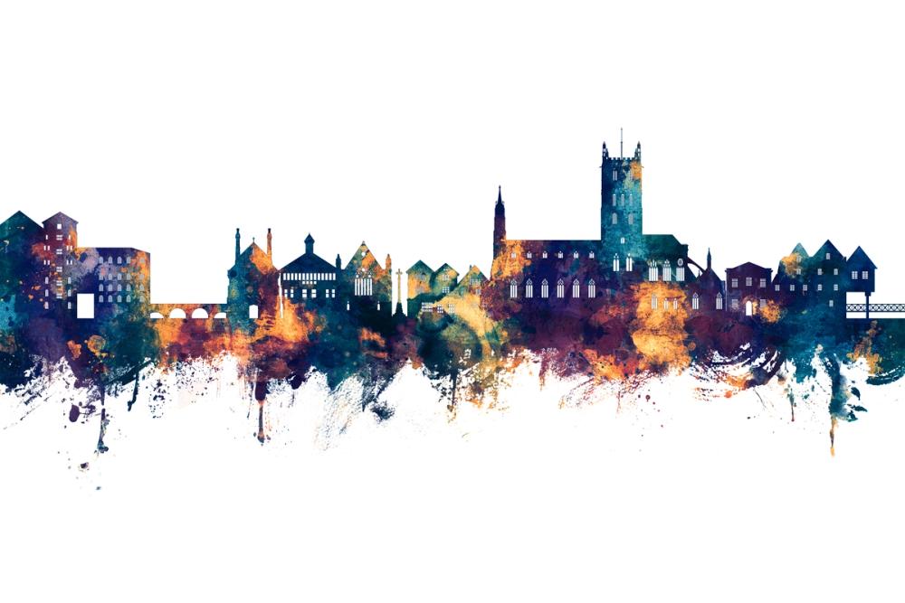 Tewkesbury England Skyline Blue & Bronze