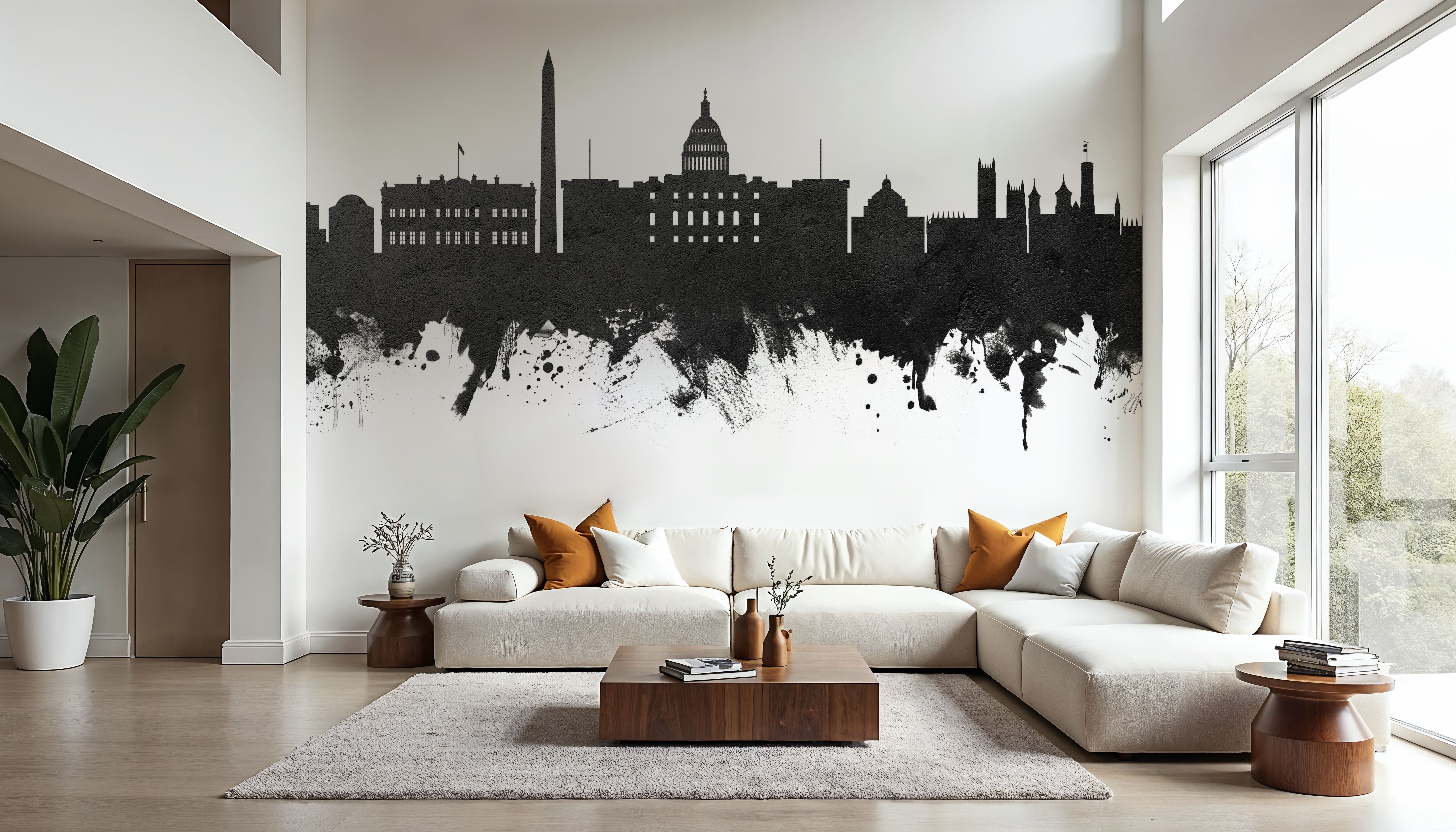 Washington DC Skyline Black & White, Wallpaper