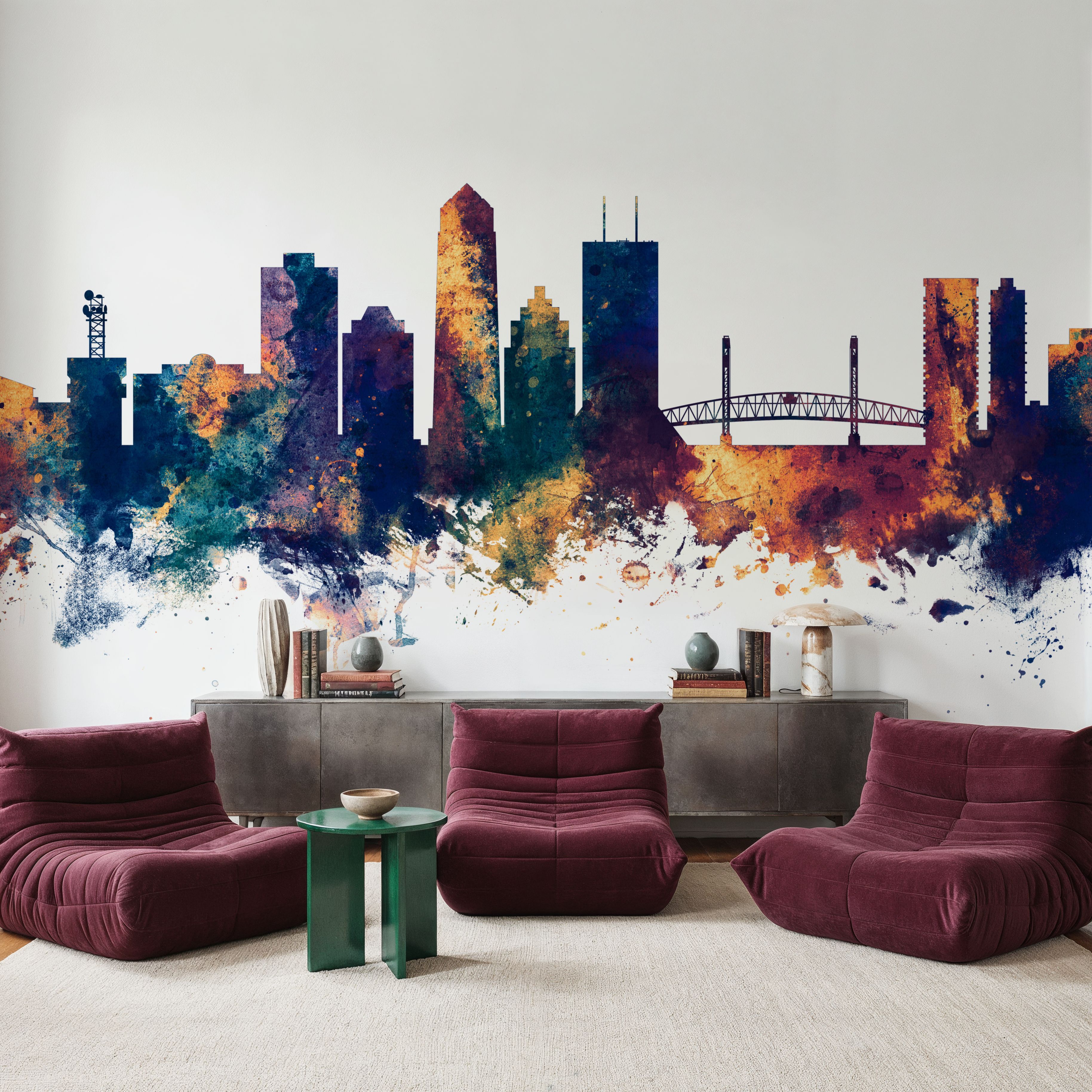 Jacksonville Florida Skyline Blue & Bronze
