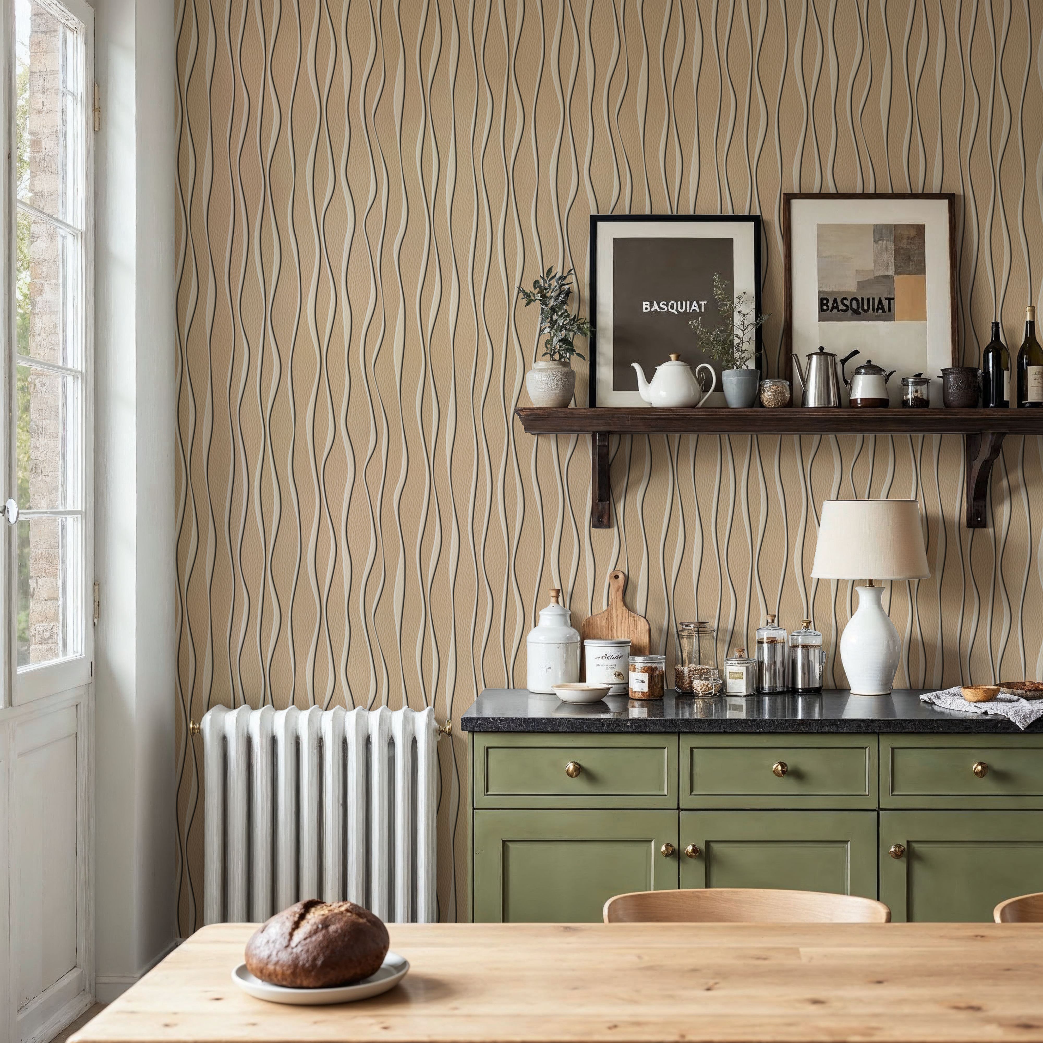 Swaying Lines, Warm Beige