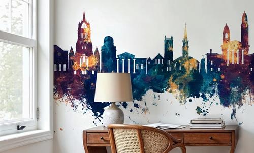 Paisley Skyline Blue & Bronze