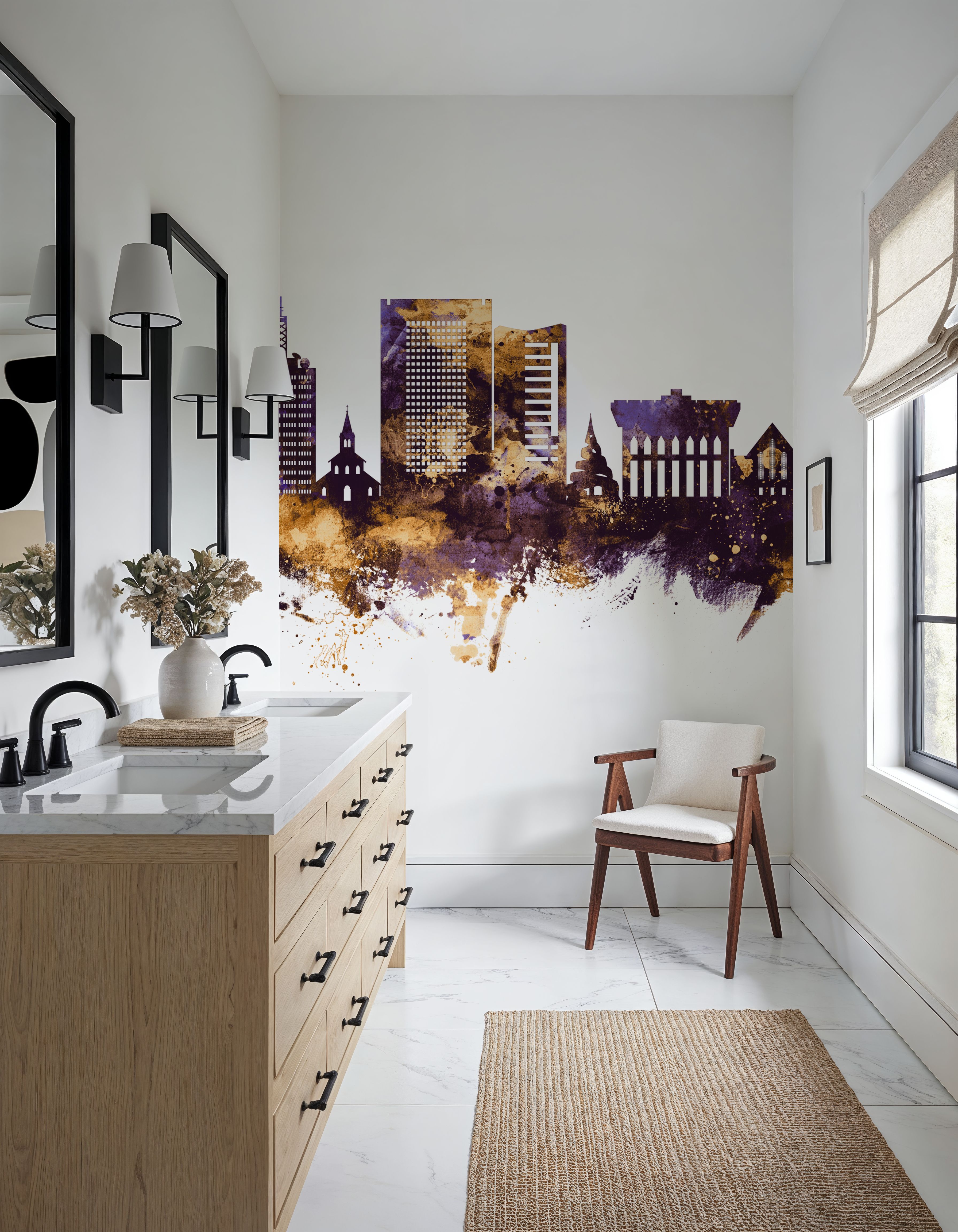 Yaoundé Cameroon Skyline Purple & Gold