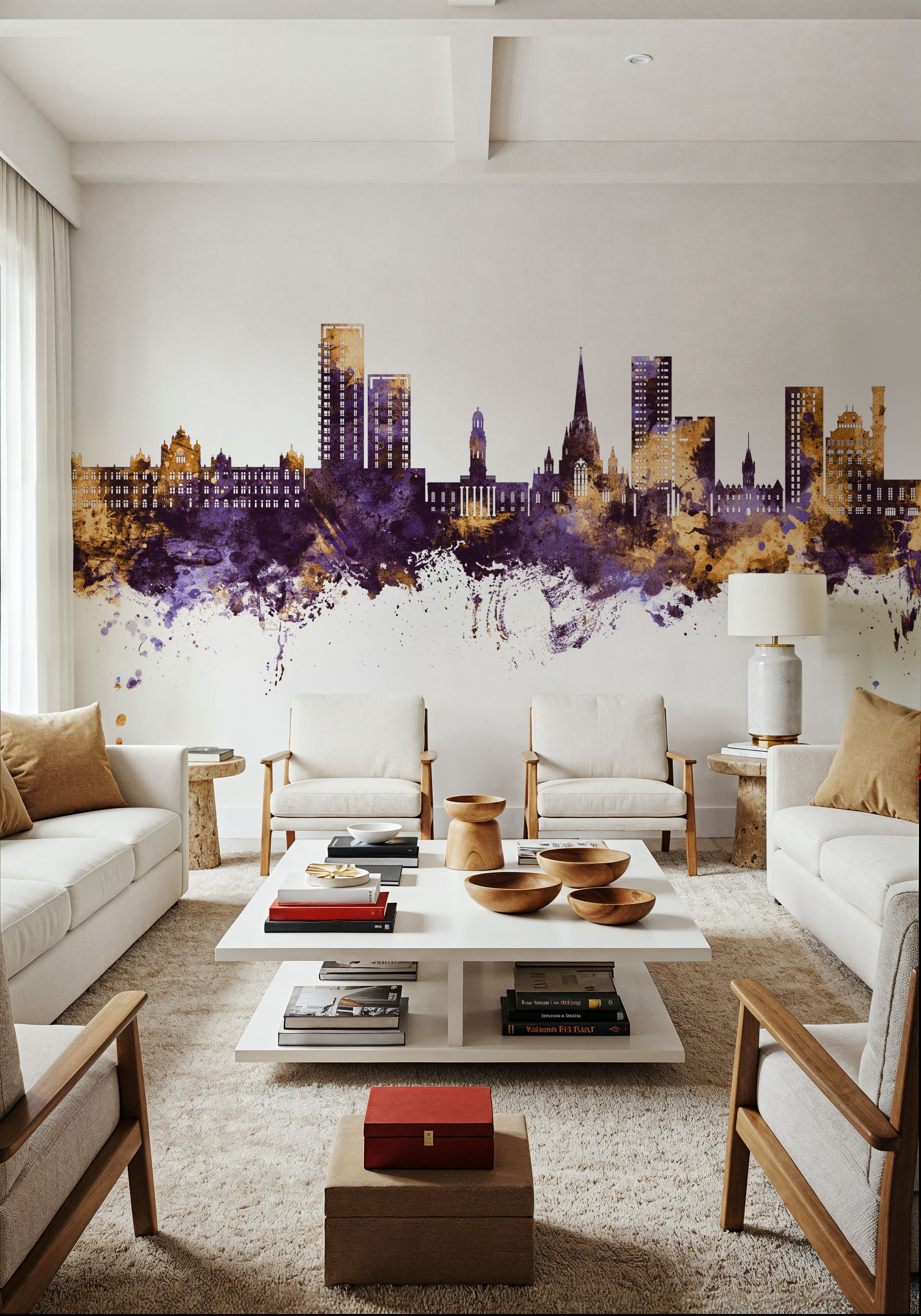 Salford England Skyline Purple & Gold