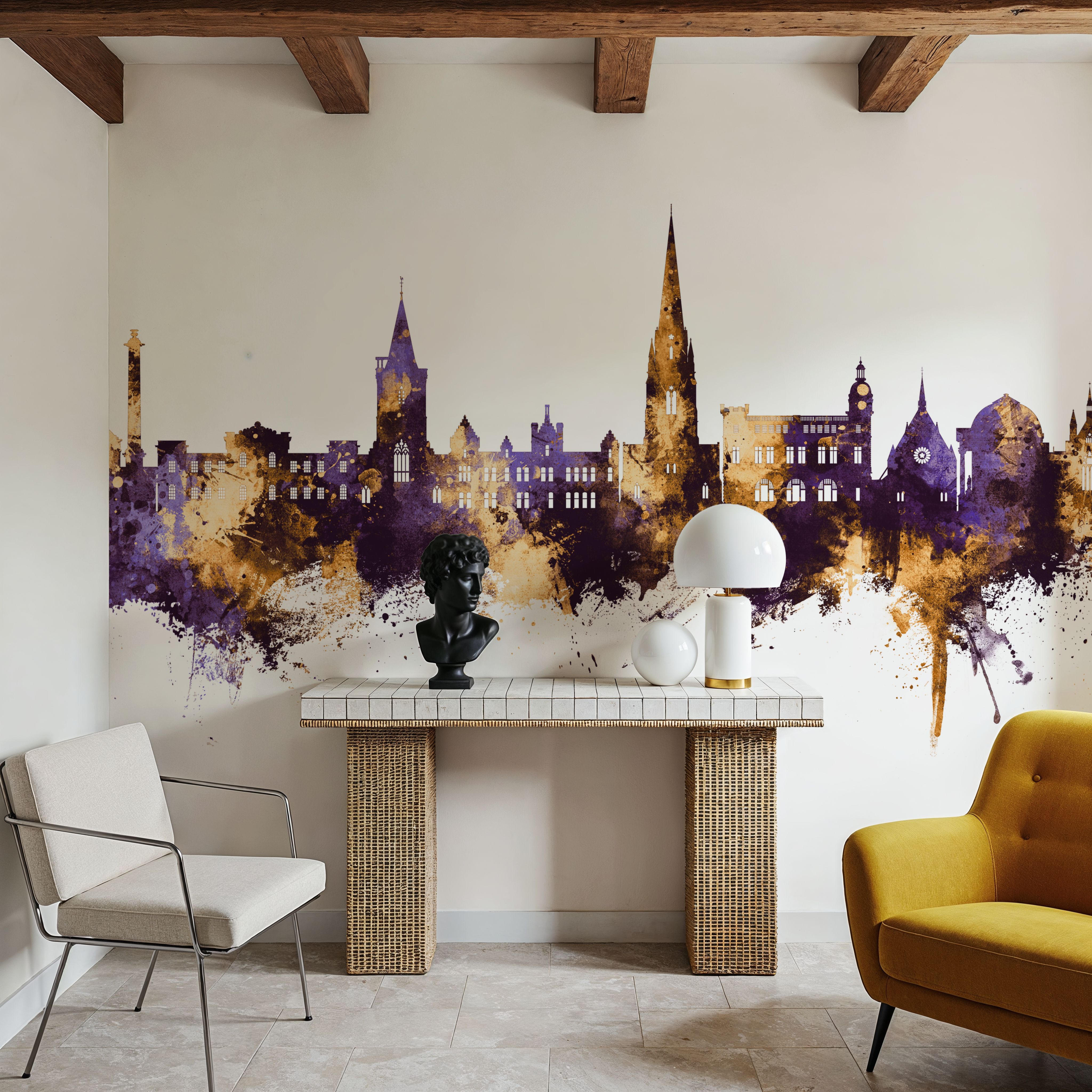 Perth Scotland Skyline Purple & Gold