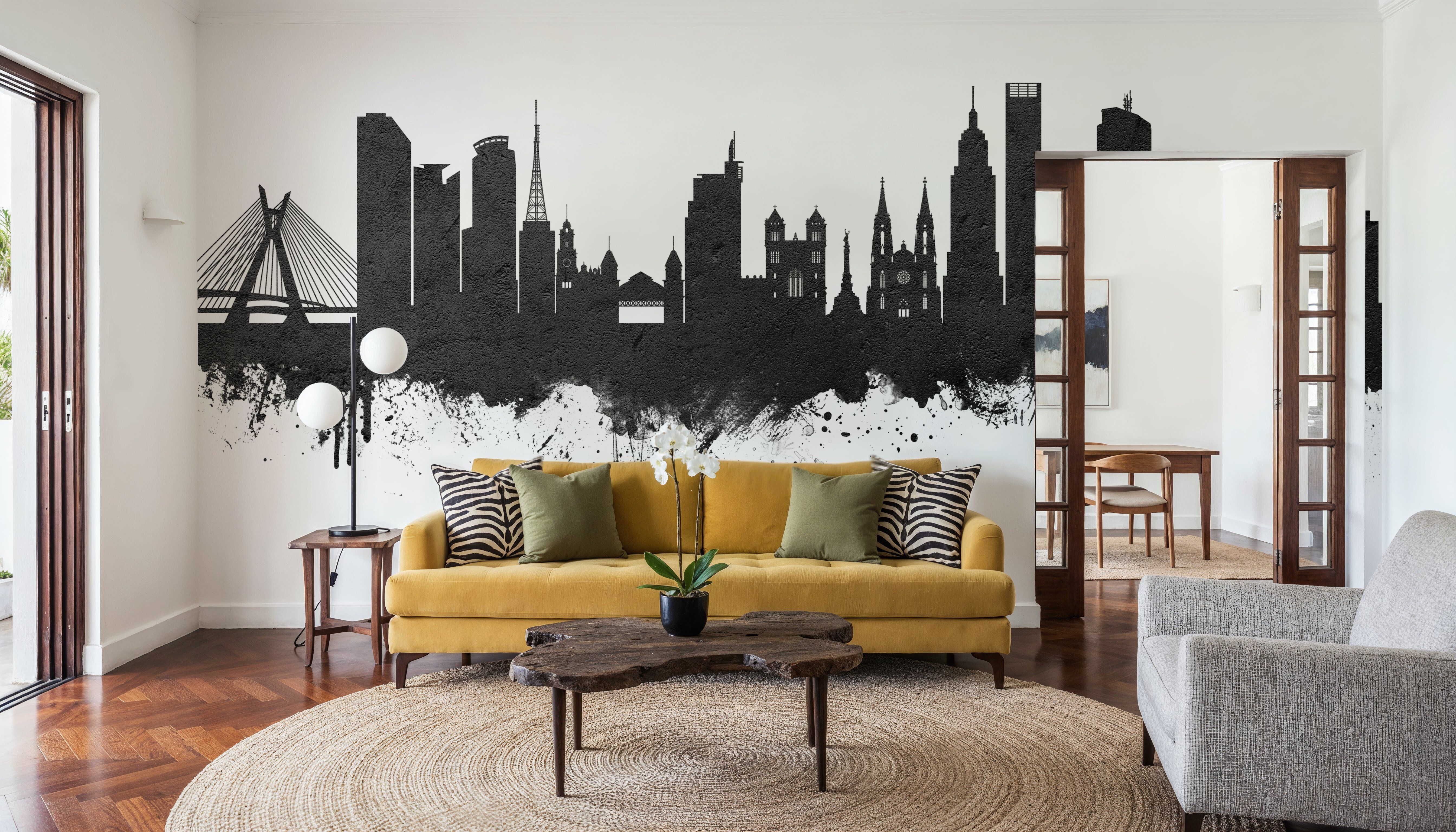 São Paulo Brazil Skyline Black & White