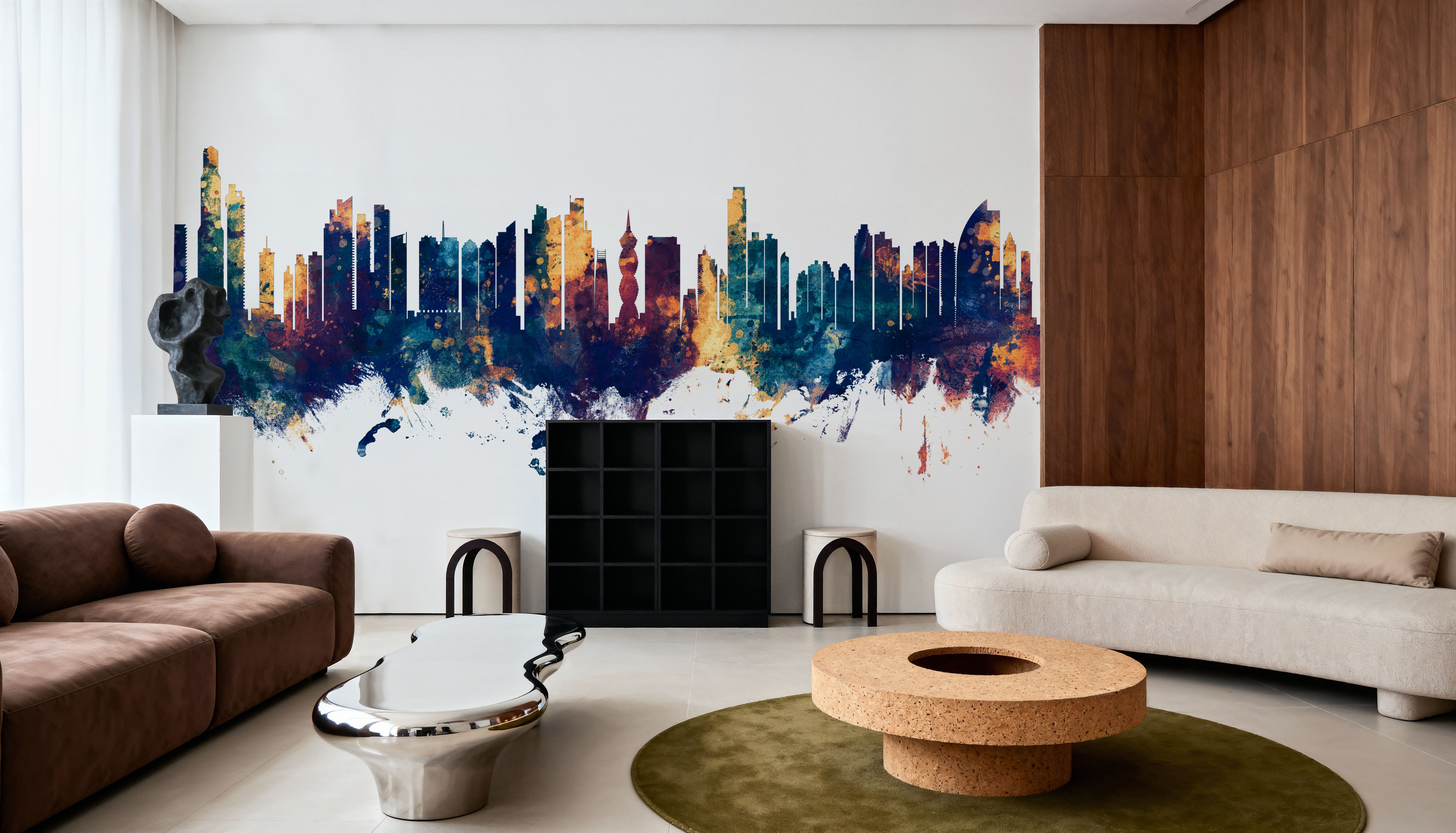 Panama City Skyline Blue & Bronze