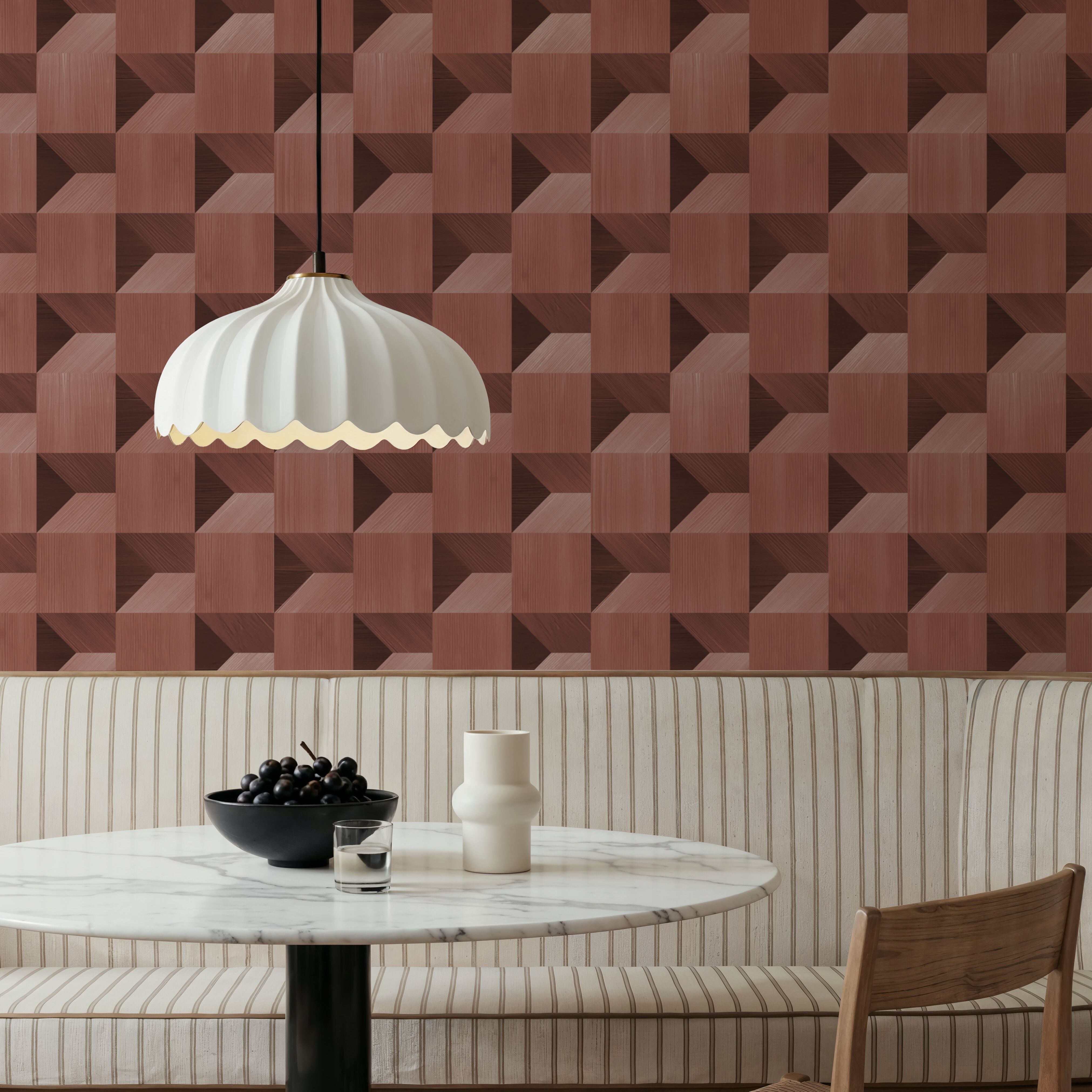 Illusion Box Marquetry, Red, Papel pintado