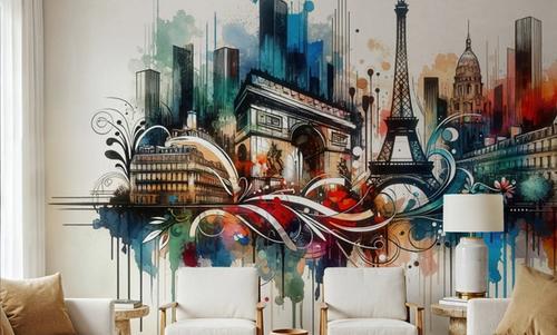 Watercolor Skyline Paris III