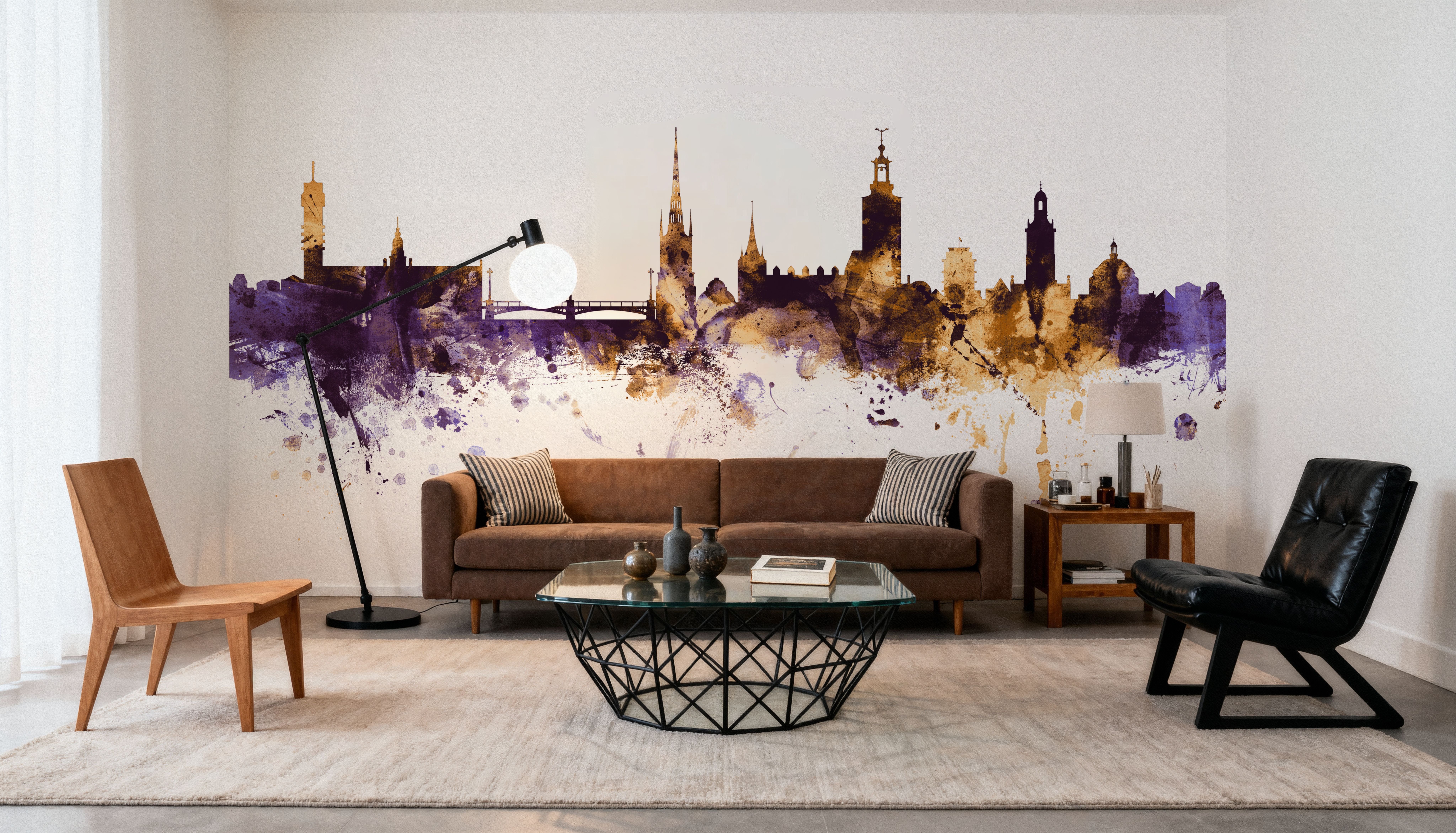 Stockholm Skyline Purple & Gold