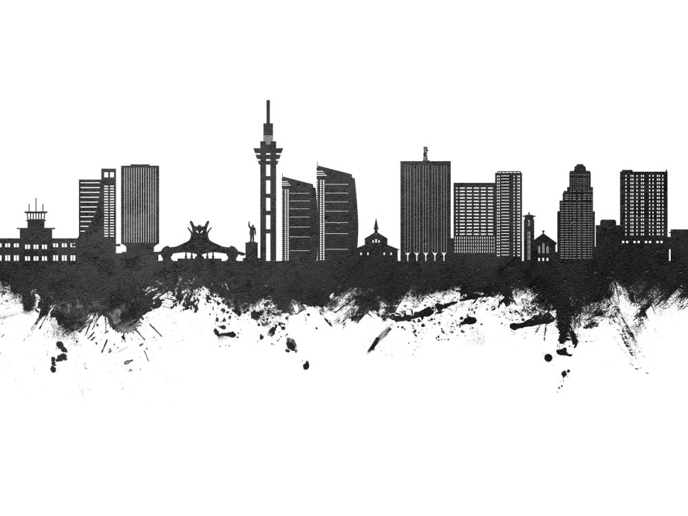 Kinshasa Skyline Black & White