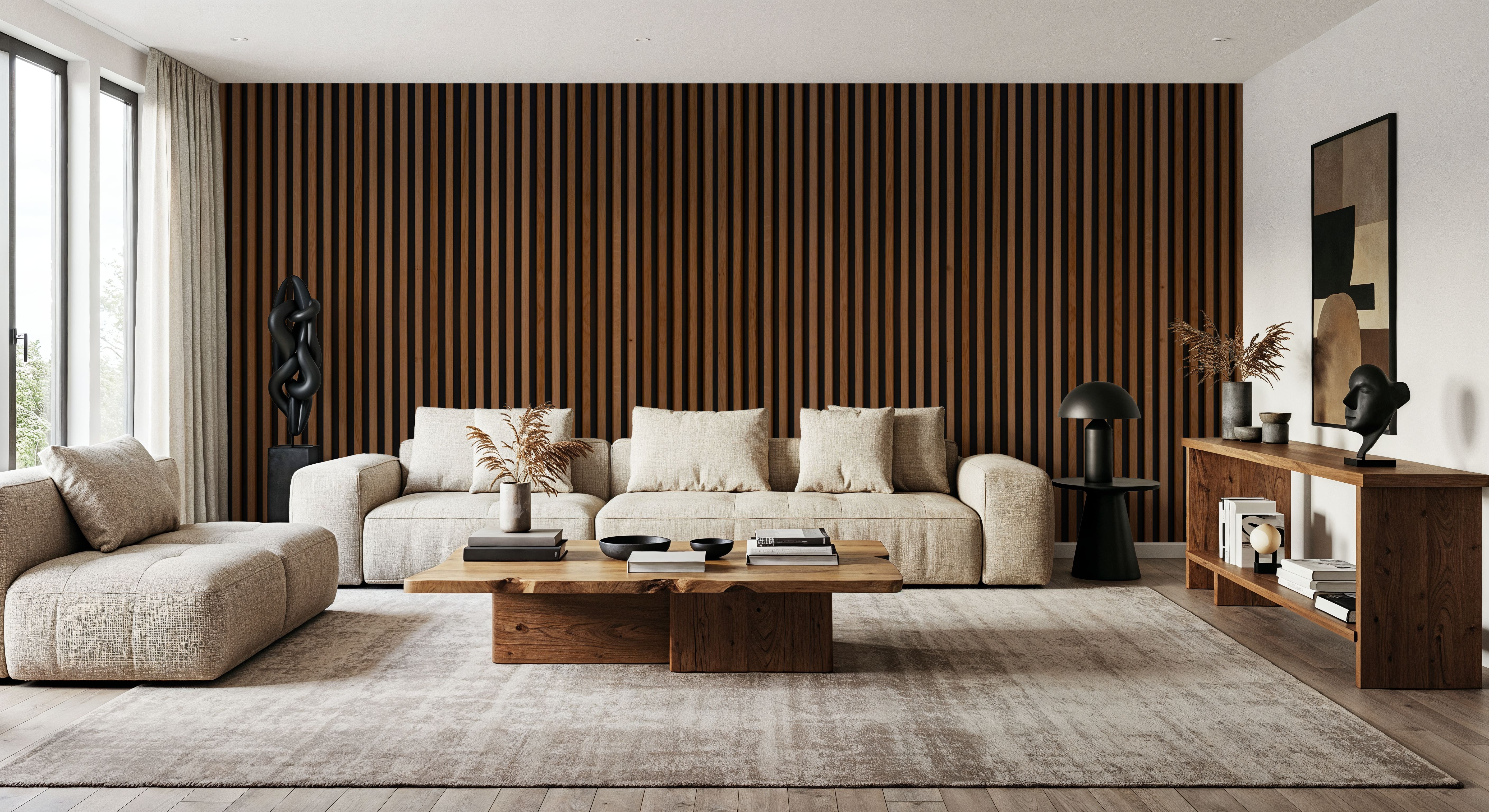 Faux Slatted Wood Panel